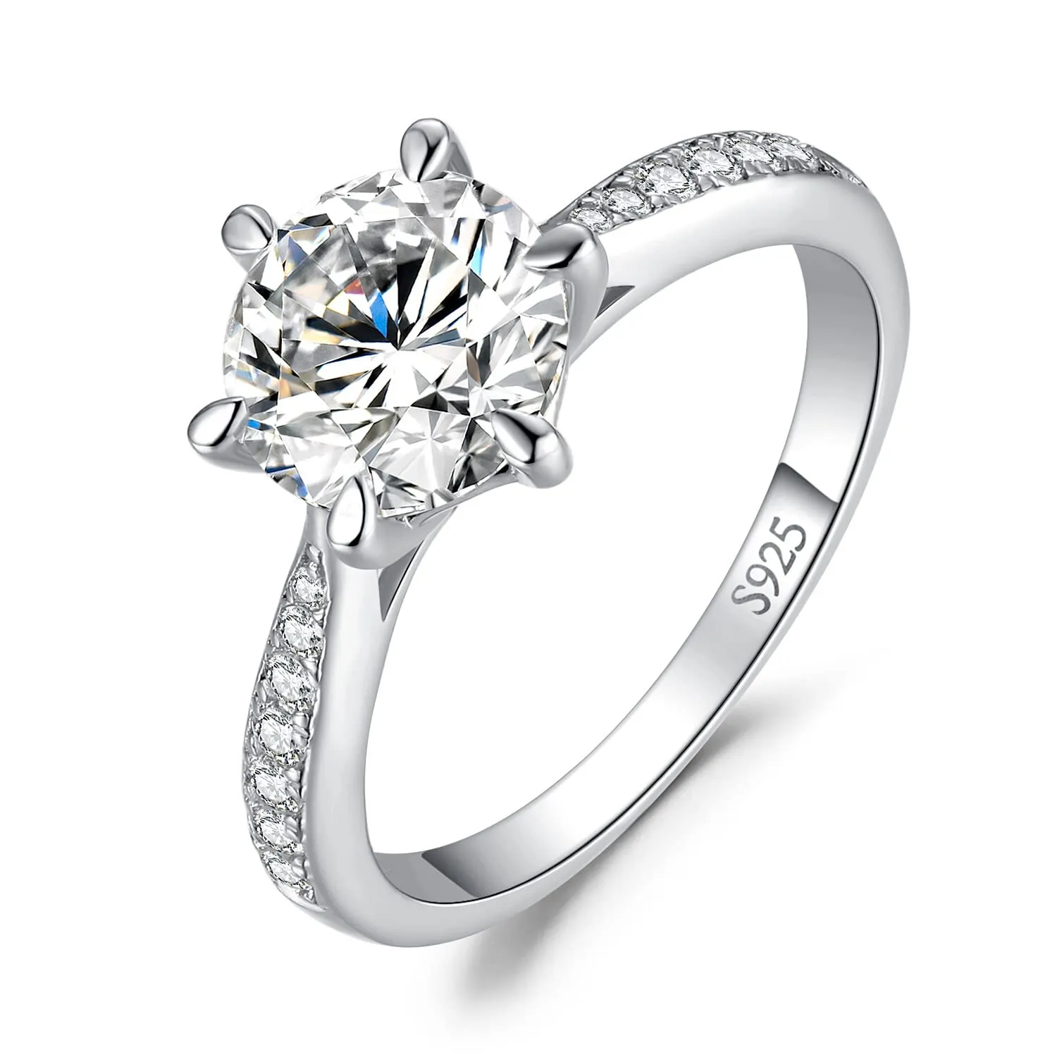 JewelryPalace Classico Anello Solitario Donna Argento 925 con Zirconia Cubica 2ct, Taglia 13 - immagine 1