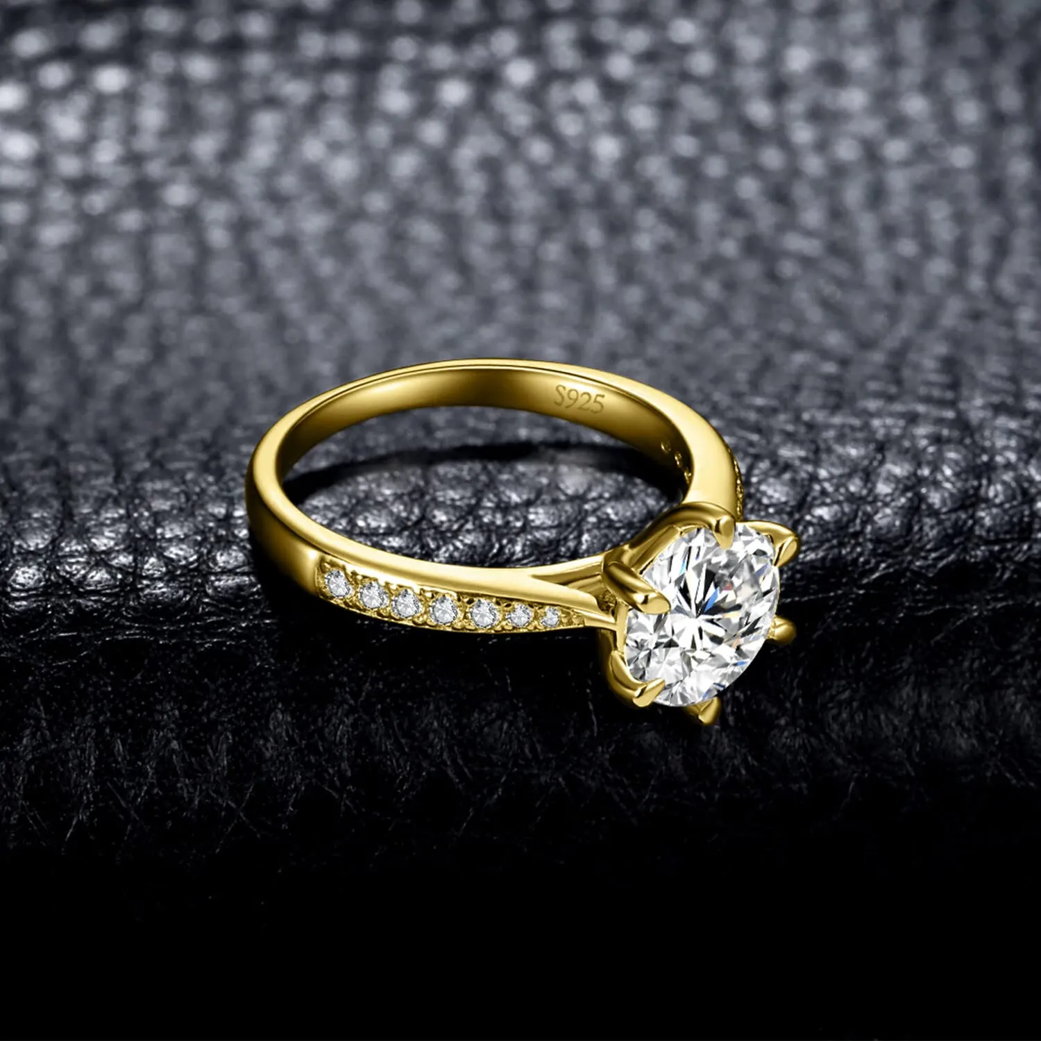 JewelryPalace Anello Solitario Donna in Argento 925 con Zirconia Cubica 2ct e Pietre Laterali, Oro, Taglia 10.5 - immagine 5