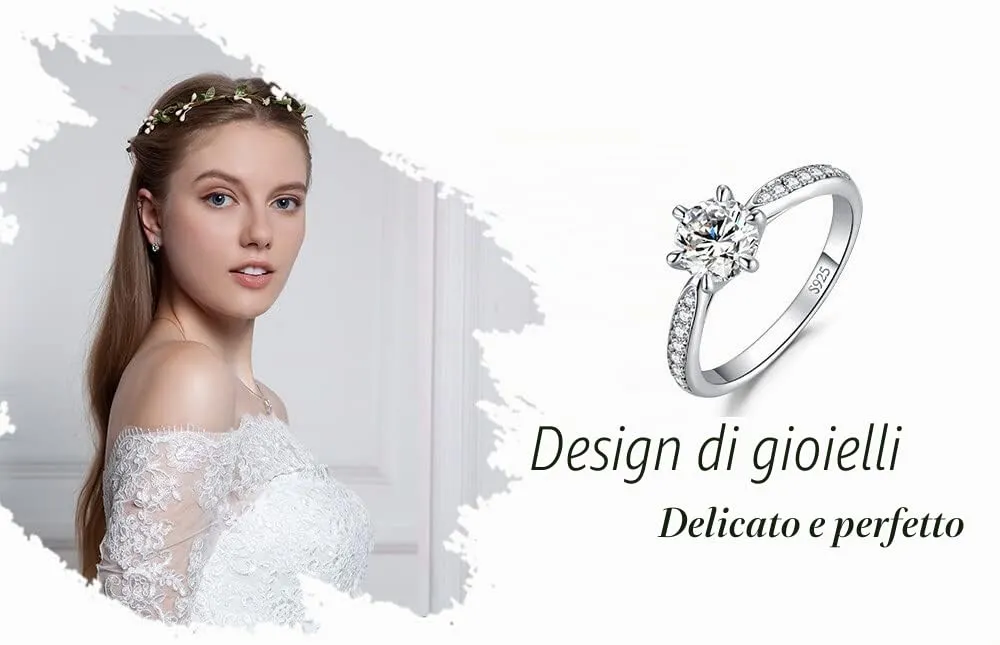 JewelryPalace Classico Anello Solitario Donna Argento 925 con Cubica Zirconia 1ct e Pietre Laterali, Taglia 7 - immagine 6