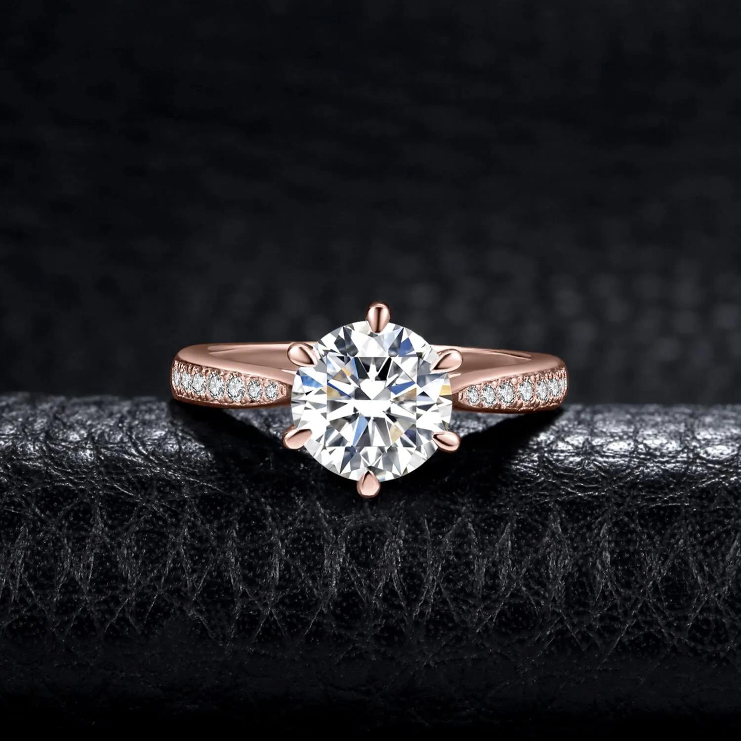 JewelryPalace Classico Anello Solitario Donna Argento 925 con Cubica Zirconia 2ct Oro Rosa, Taglia 9.5 - immagine 3