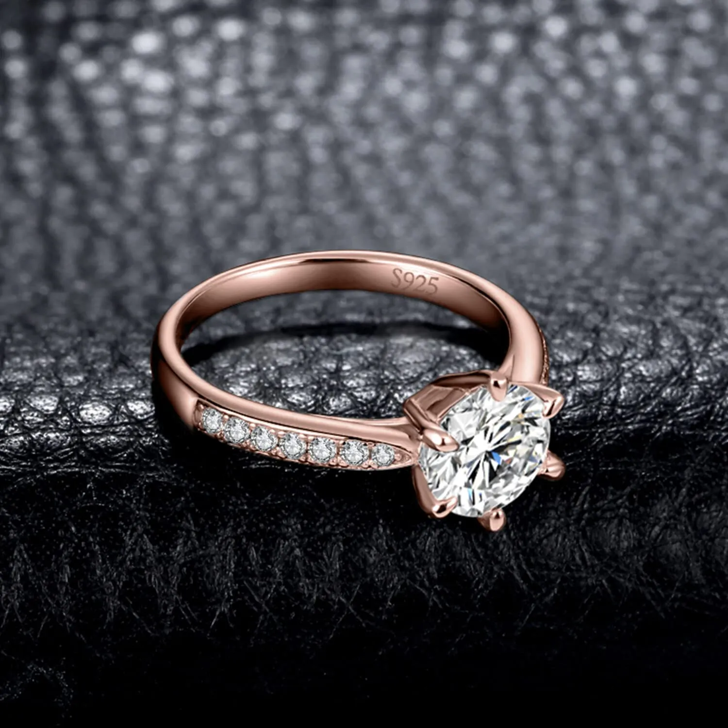 JewelryPalace Classico Anello Solitario Donna Argento 925 con Cubica Zirconia 3ct, Oro Rosa, Taglia 14.5 - immagine 4