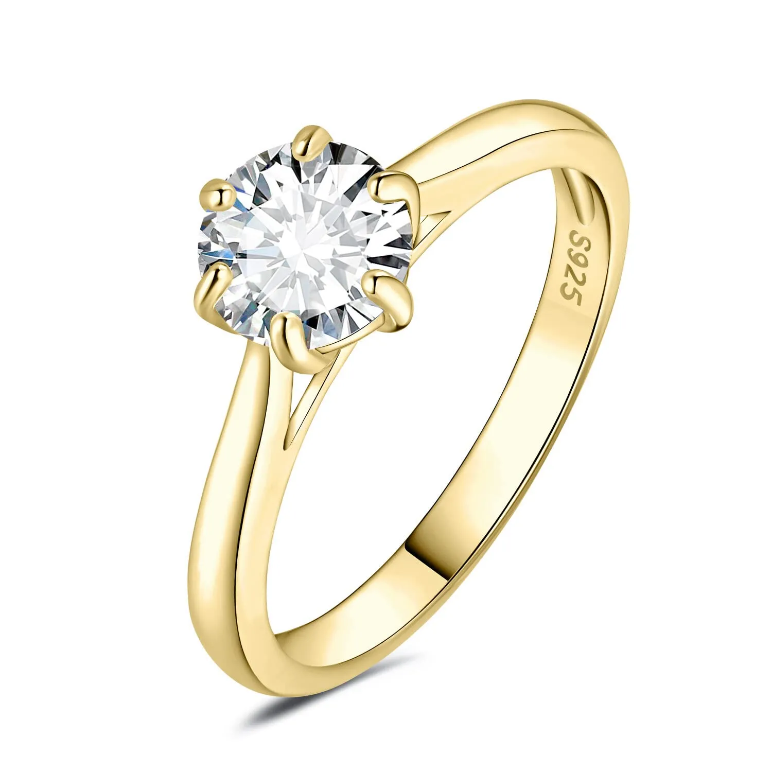 JewelryPalace Classico Anello Solitario Donna Argento 925 con Cubica Zirconia 1ct Oro - immagine 1