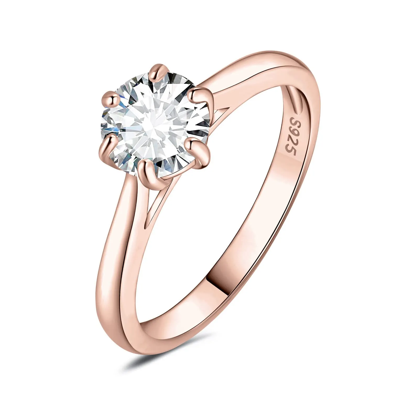 JewelryPalace Classico Anello Solitario Donna Argento 925 con Cubica Zirconia 1ct Oro Rosa, Taglia 14.5 - immagine 1