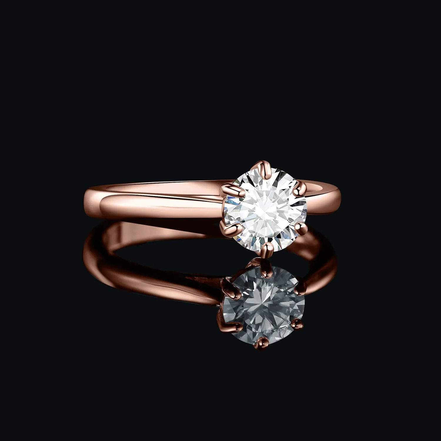 JewelryPalace Classico Anello Solitario Donna Argento 925 con Cubica Zirconia 1ct Oro Rosa, Taglia 17 - immagine 3