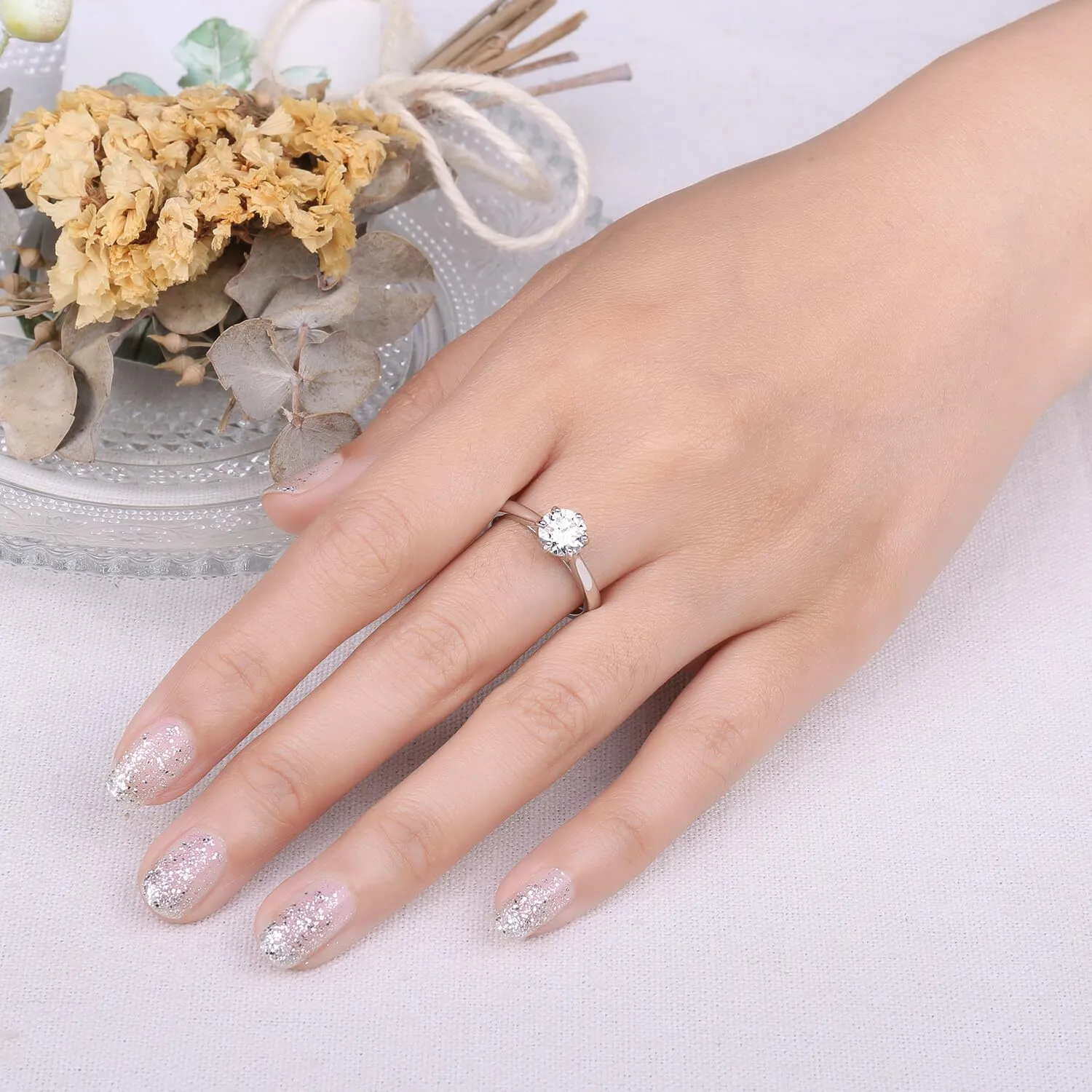 JewelryPalace Classico Anello Solitario Donna Argento 925 con Cubica Zirconia 1ct, Taglia 13 - immagine 4