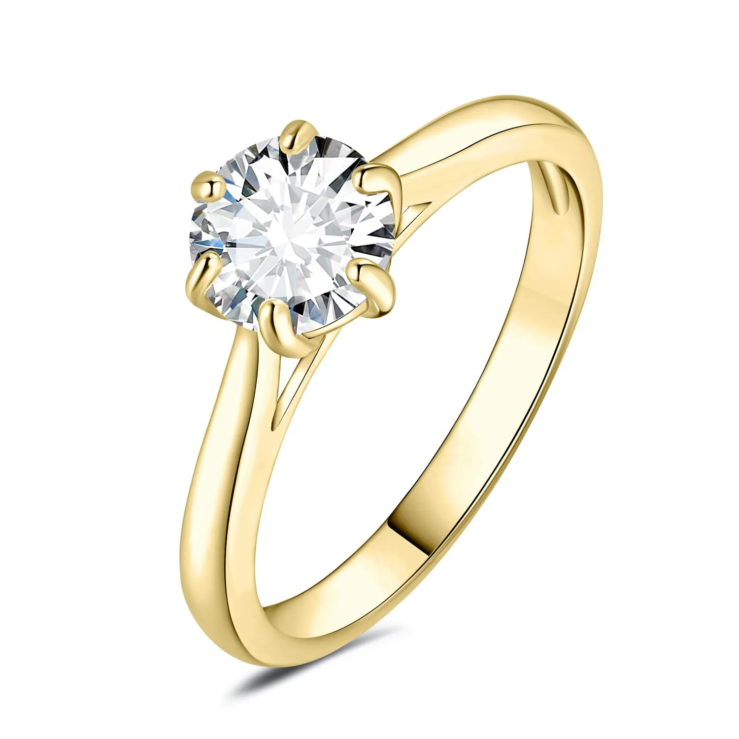 JewelryPalace Classico Anello Solitario Donna placcato oro giallo 14K con Zirconia Cubica 1ct, Misura 13 - immagine 1