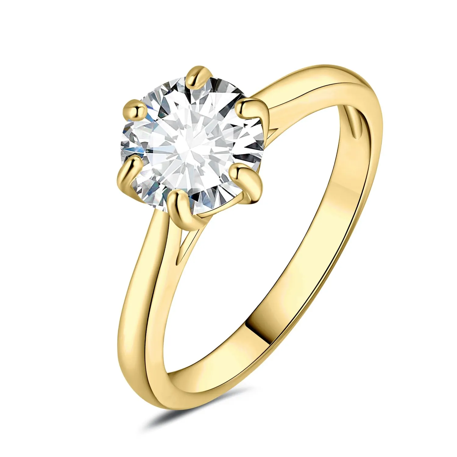 JewelryPalace Classico Anello Solitario Donna 2ct Zirconia Cubica Placcato Oro Giallo 14K, Misura 19.5 - immagine 1