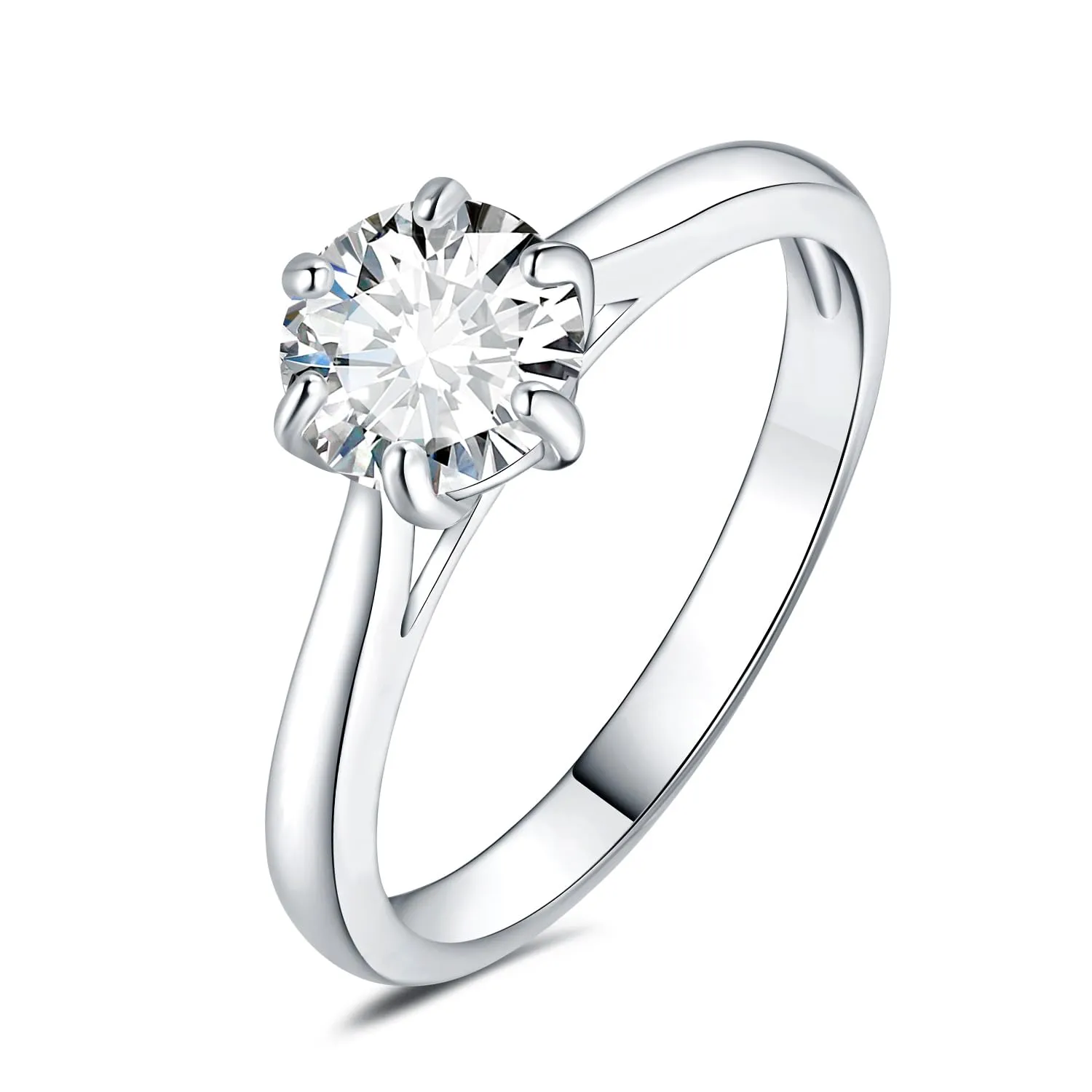 JewelryPalace Classico Anello Solitario Donna placcato oro bianco 14K con Zirconia Cubica 1ct, Dimensione 18.5 - immagine 1