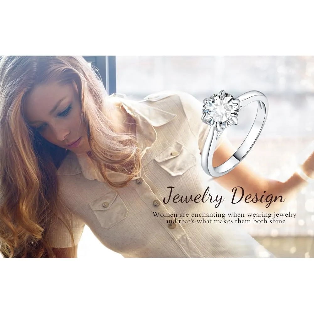 JewelryPalace Classico Anello Solitario Donna placcato oro bianco 14K con Zirconia Cubica 2ct, Misura 11.5 - immagine 6