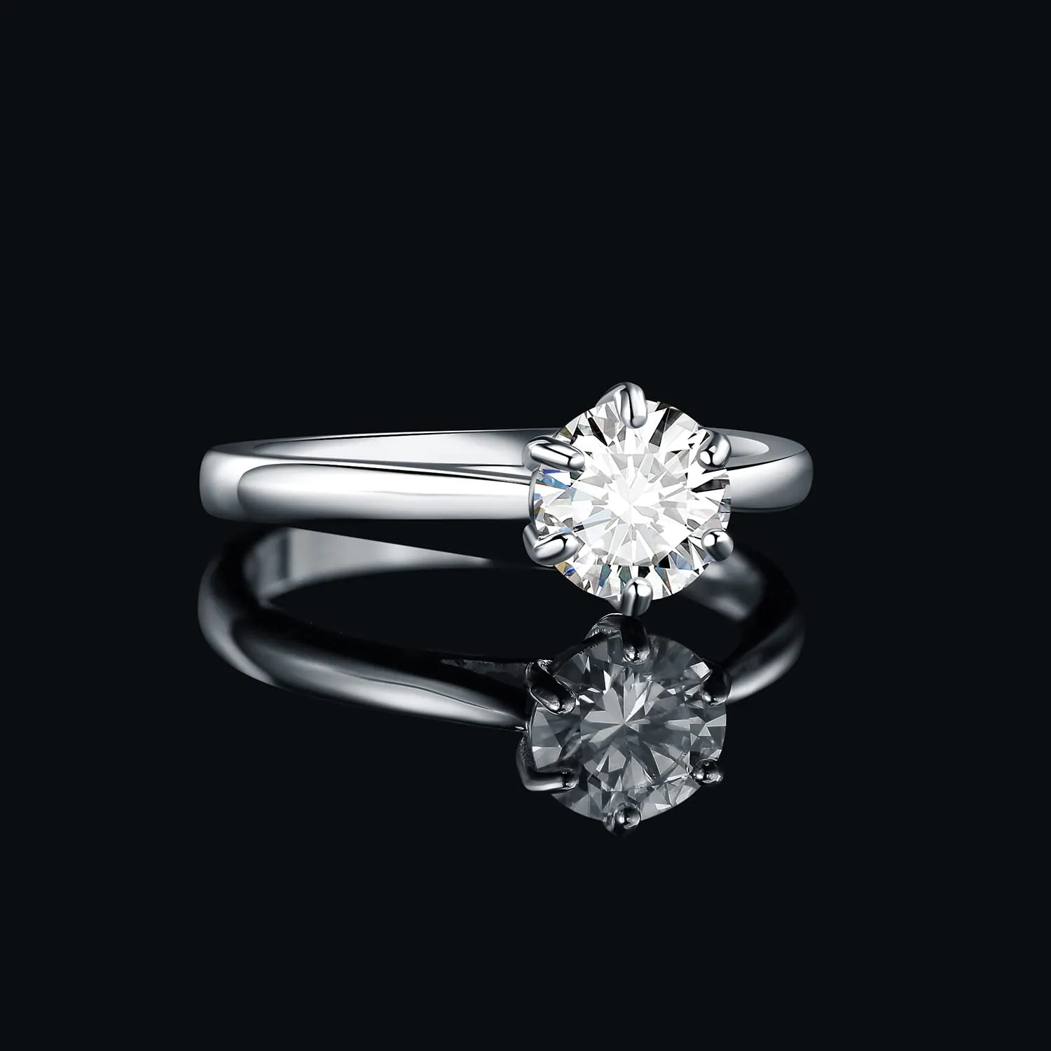 JewelryPalace Classico Anello Solitario Donna placcato oro bianco 14K con Cubica Zirconia 1ct, Misura 8 - immagine 3