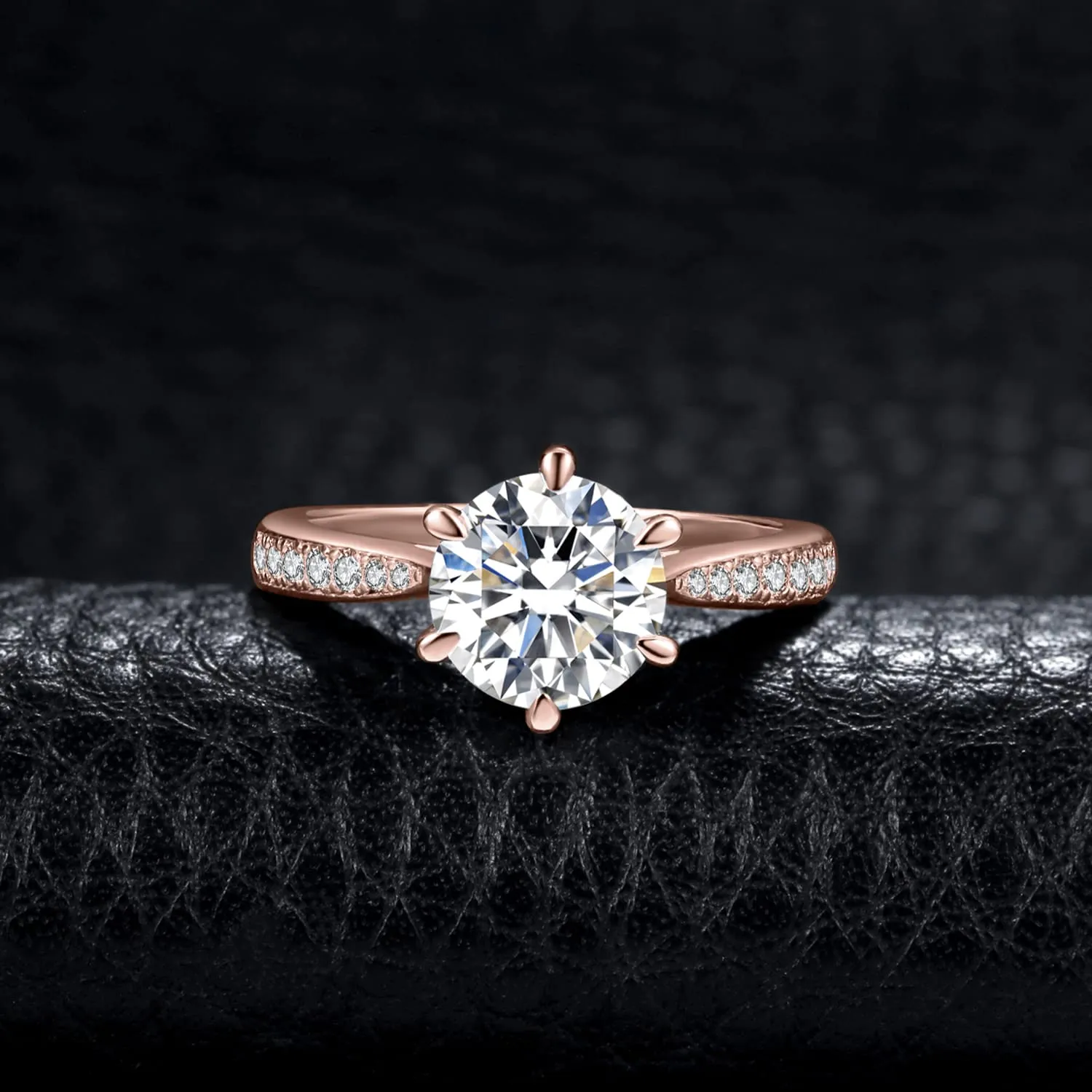 JewelryPalace Classico Anello Solitario Donna placcato oro rosa 14K con Zirconia Cubica 2ct, Taglia 11.5 - immagine 3