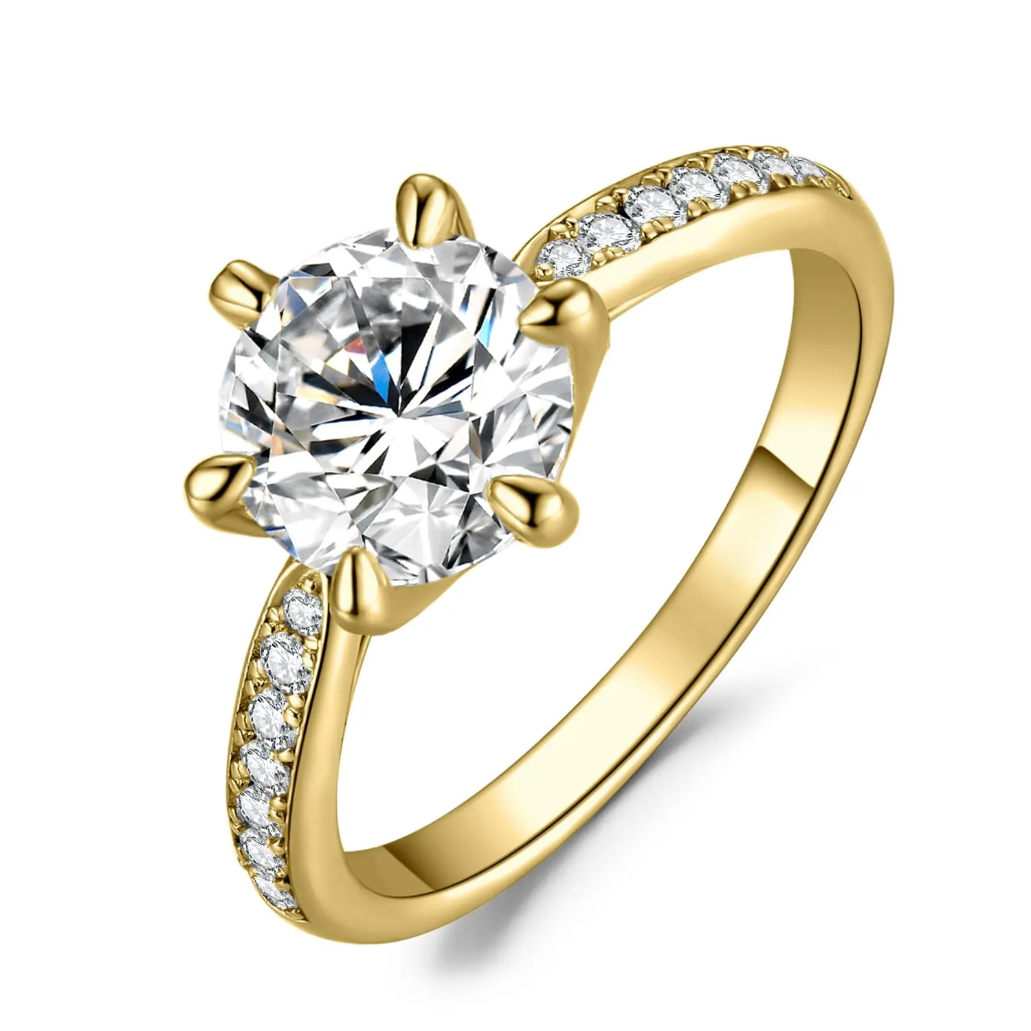 JewelryPalace Classico Anello Solitario Donna 3ct Zirconia Cubica Placcato Oro Giallo 14K, Misura 17 - immagine 1