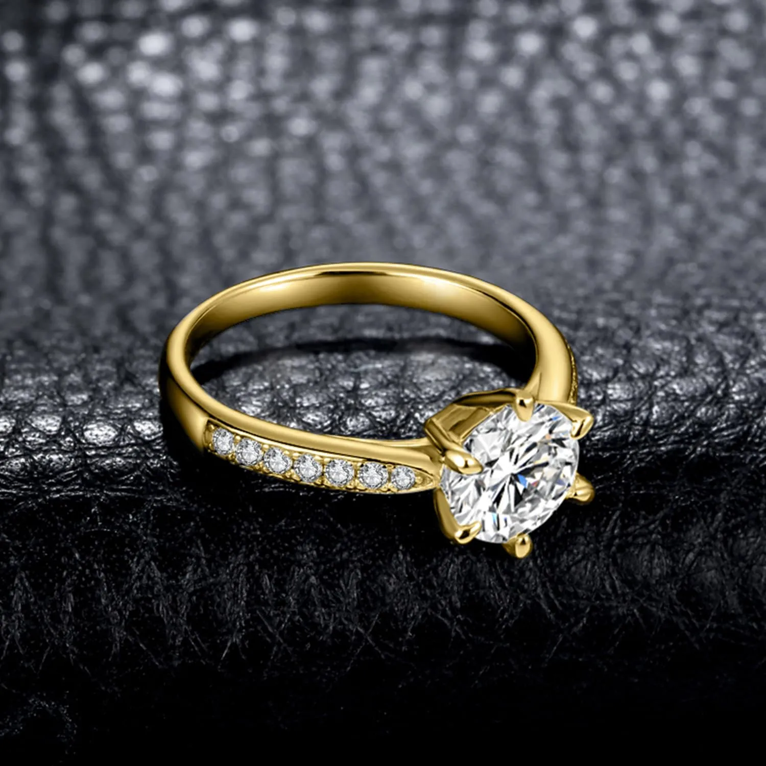 JewelryPalace Classico Anello Solitario Donna 3ct Zirconia Cubica Placcato Oro Giallo 14K, Misura 17 - immagine 5