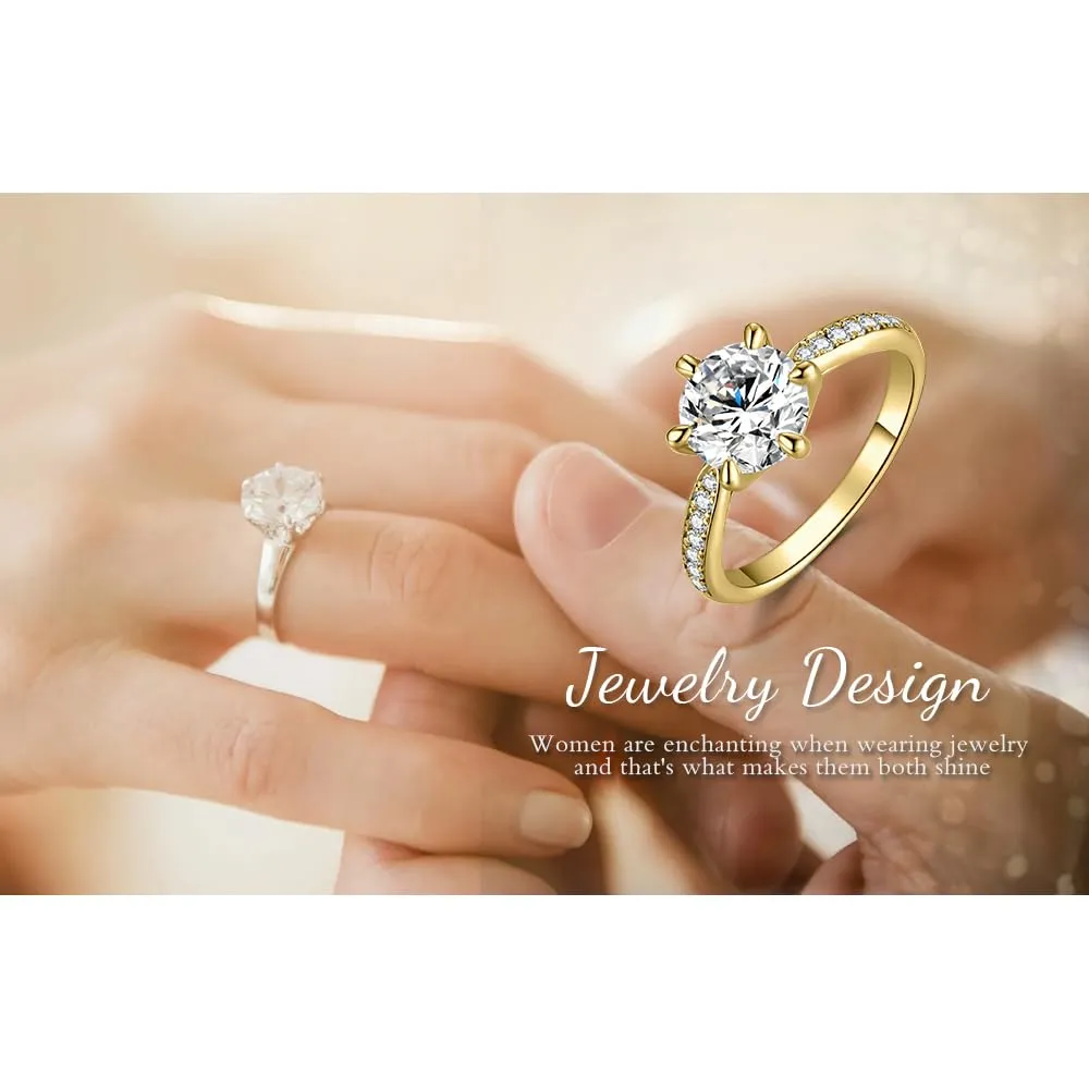 JewelryPalace Classico Anello Solitario Donna 3ct Zirconia Cubica Placcato Oro Giallo 14K, Misura 17 - immagine 6