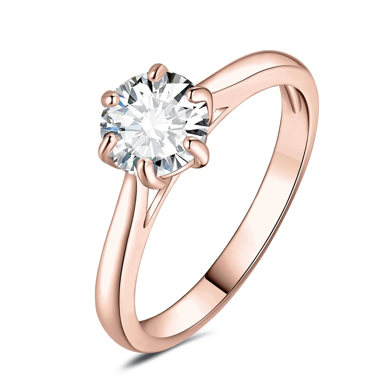 JewelryPalace Classico Anello Solitario Donna placcato oro rosa 14K con Zirconia Cubica 1ct, Misura 17 - immagine 1