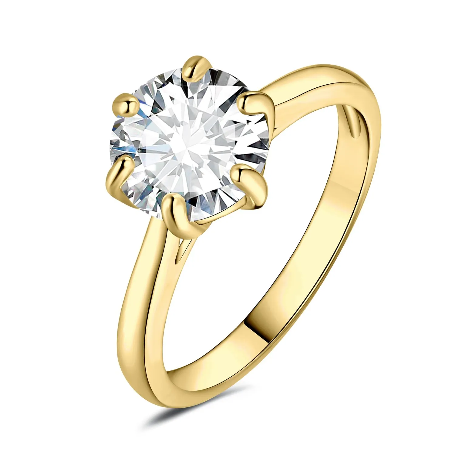 JewelryPalace Anello Solitario Donna 3ct Placcato Oro Giallo 14K con Zirconia Cubica, Misura 11.5 - immagine 1