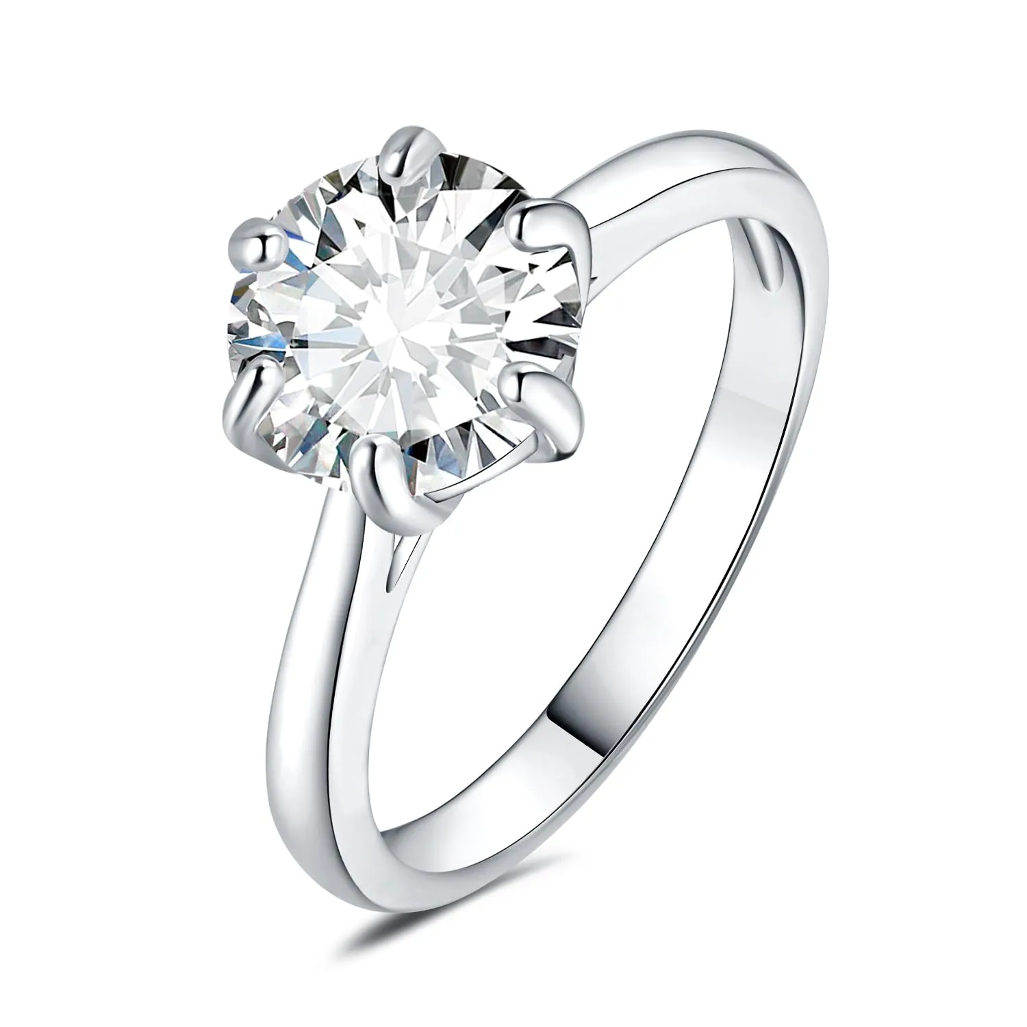 JewelryPalace 3ct Classico Anello Solitario Donna in Oro Bianco 14K con Zirconia Cubica, Taglio Rotondo, Taglia 9.5 - immagine 1