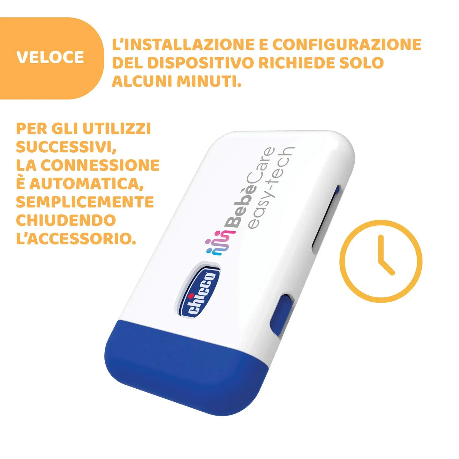Chicco Bebècare Easy-Tech Dispositivo Anti Abbandono Universale Per Seggiolino Auto, Bianco Blu - immagine 5