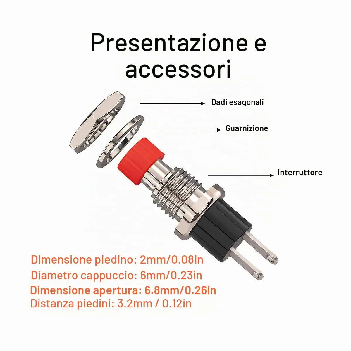 Gebildet 24pezzi 7mm Mini Pulsante Momentaneo SPST 2Pin 3V-230V 1A per Modellismo Ferroviario Hobby - immagine 5
