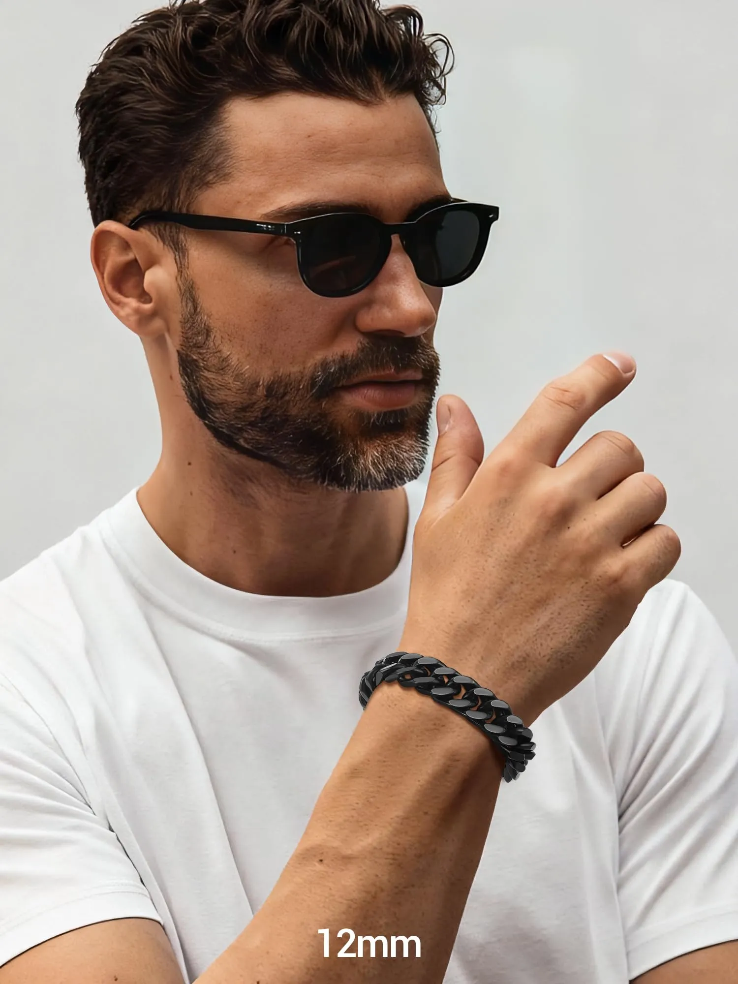 PROSTEEL Neutro Braccialetto Catena Cubana Ritorta 12mm Nero - immagine 2