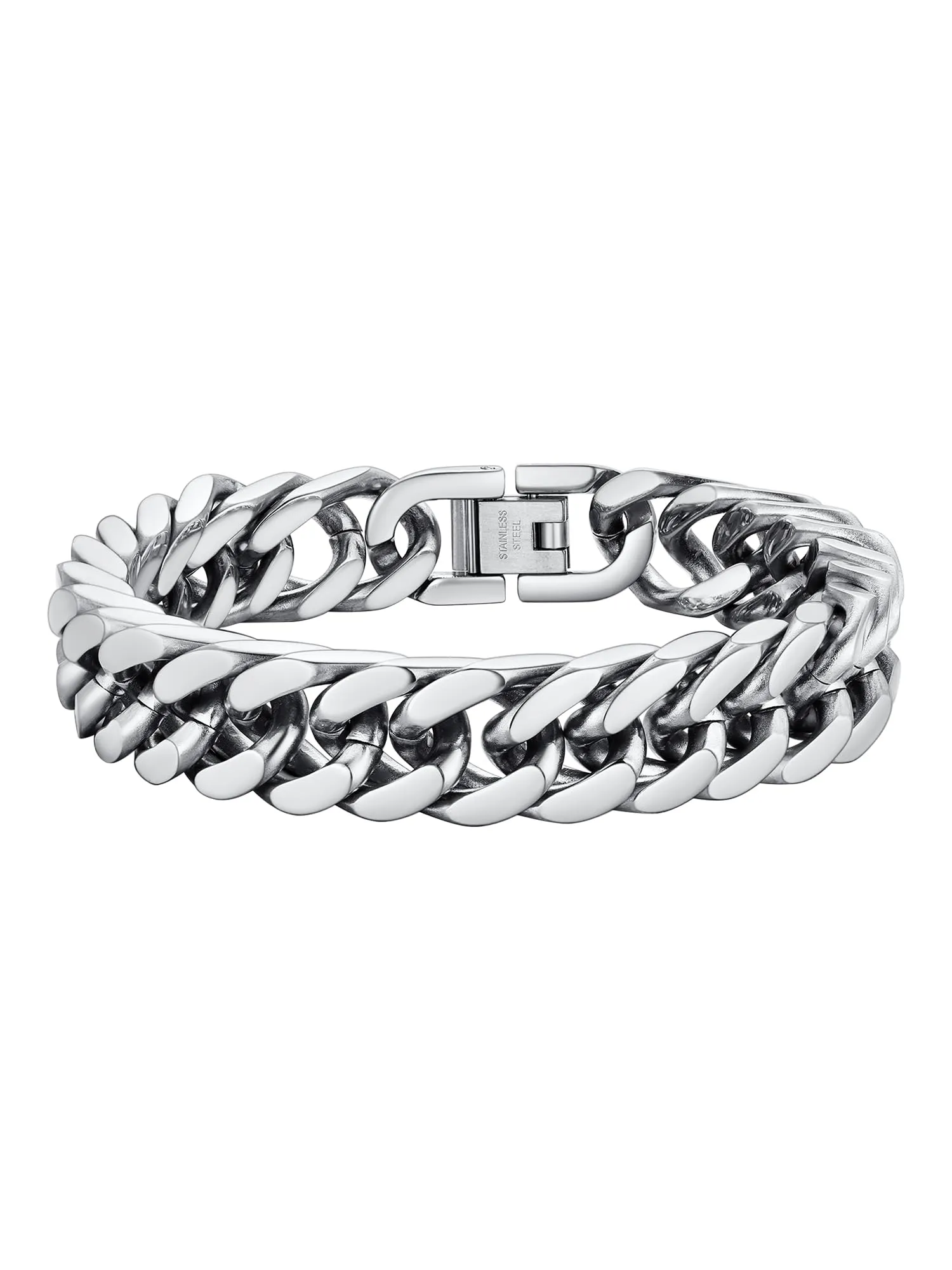 PROSTEEL Neutro Braccialetto Catena Cubana Ritorta 12mm Argento PSH2865G-23-EU - immagine 1