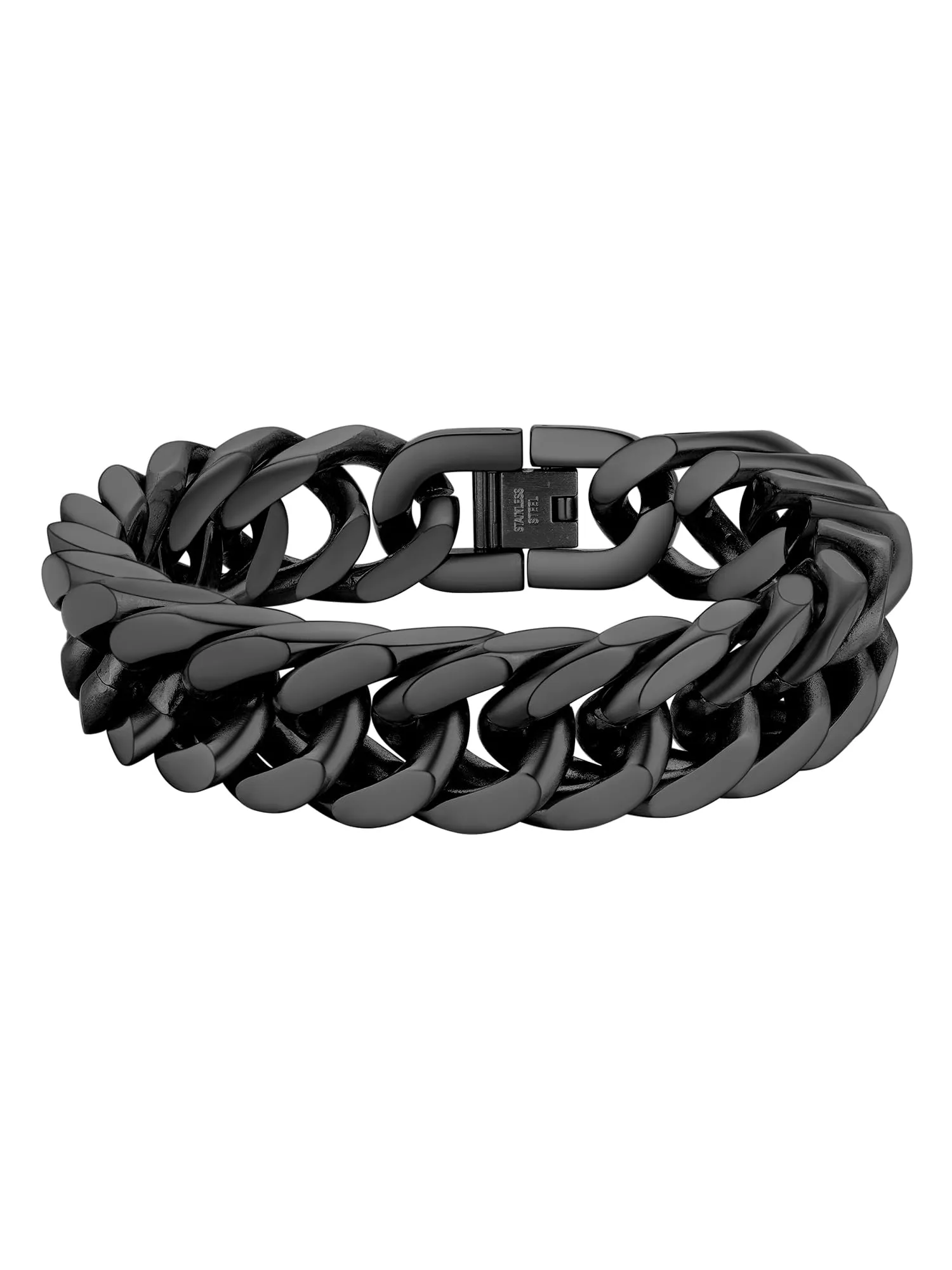 PROSTEEL Neutro Braccialetto Catena Cubana Ritorta 17mm Nero - immagine 1