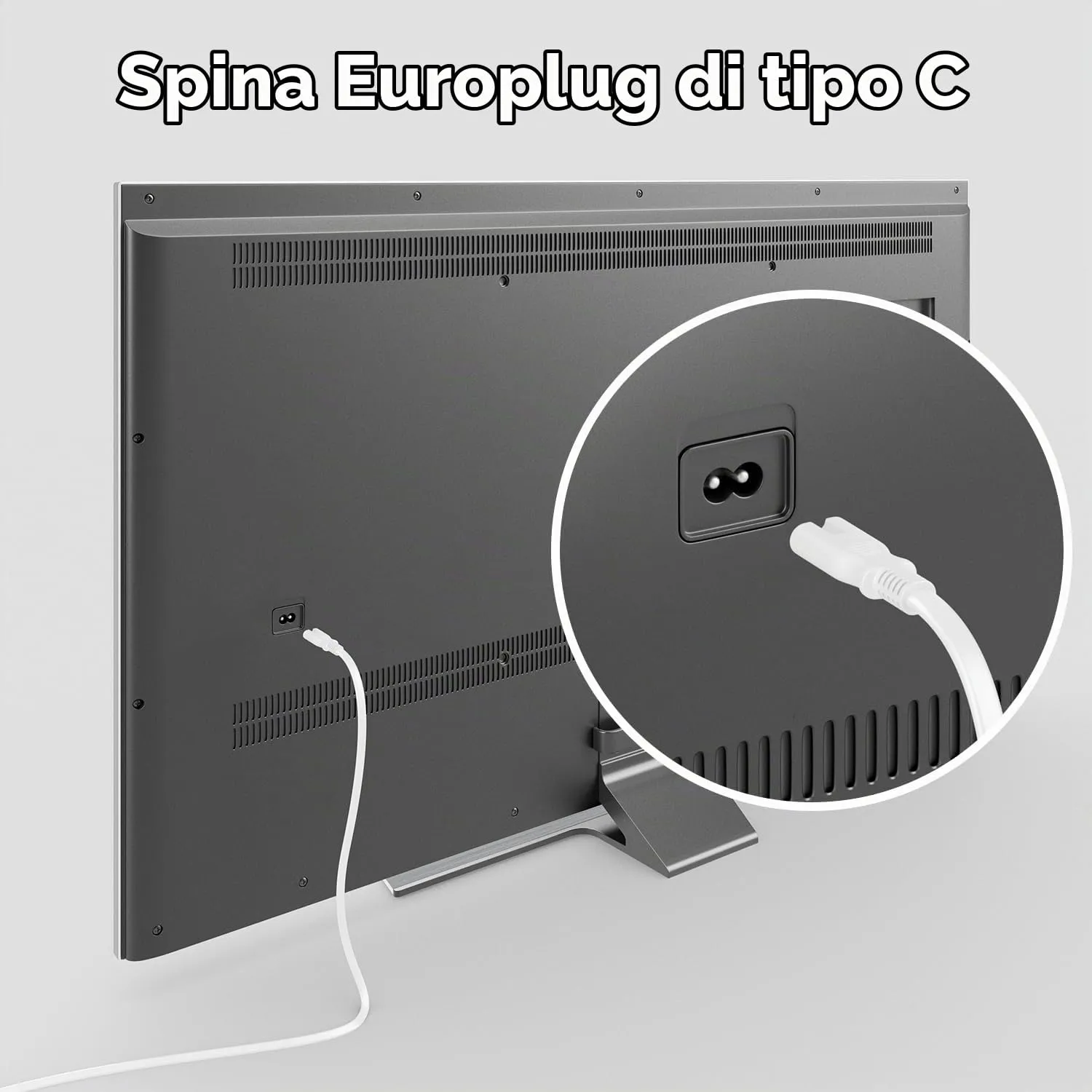 deleyCON Cavo di Alimentazione Europlug a Presa C7, 1m, Bianco - immagine 7
