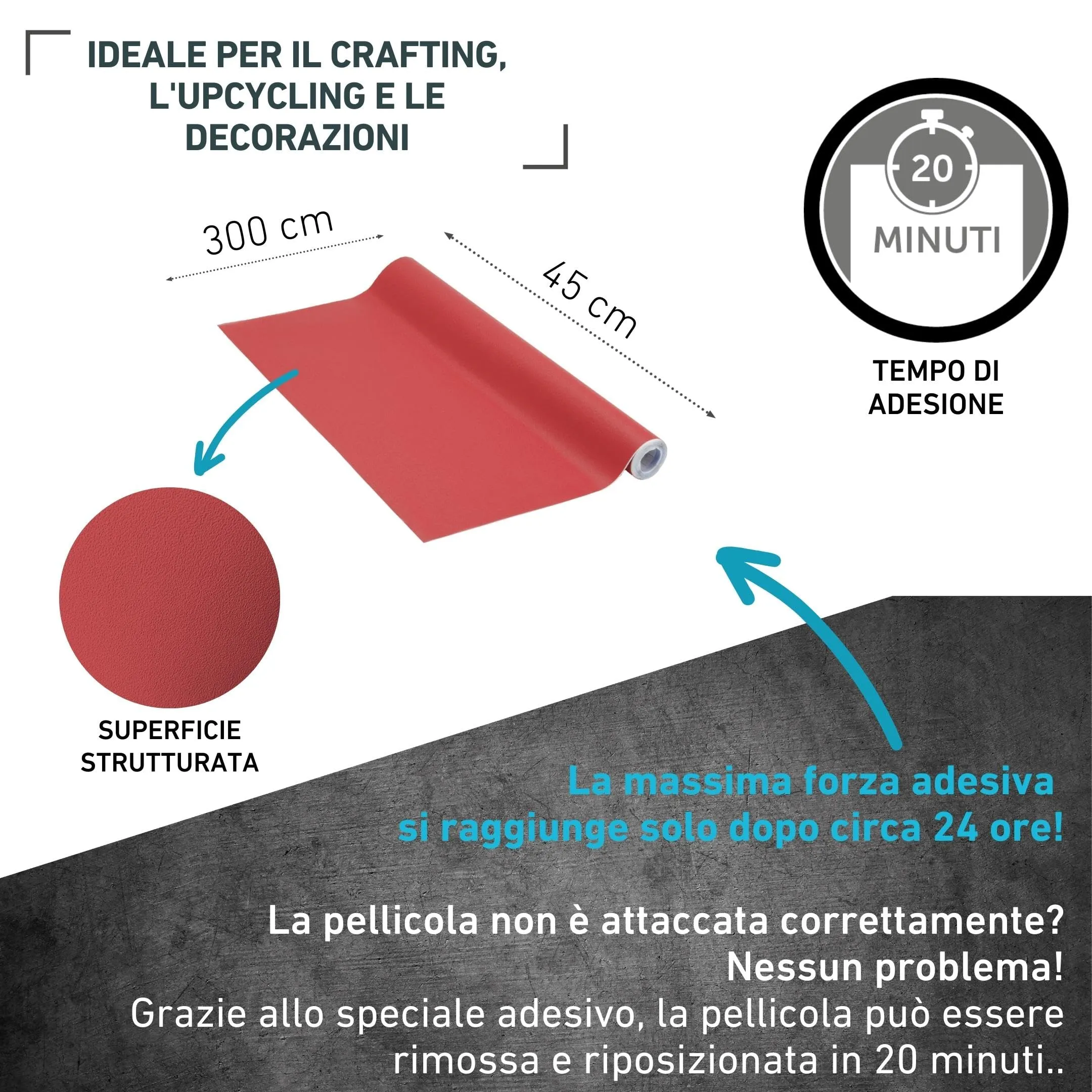 Venilia Pellicola Adesiva per Mobili e Cucina, Rosso Vino, 45cm x 3m, PVC senza ftalati - immagine 2