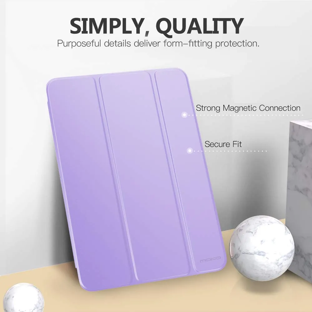 MoKo Custodia per iPad 10.2 (9a/8a/7a generazione 2019-2021), Sottile con Supporto e Protezione Posteriore Traslucida, Lilla Primaverile - immagine 3