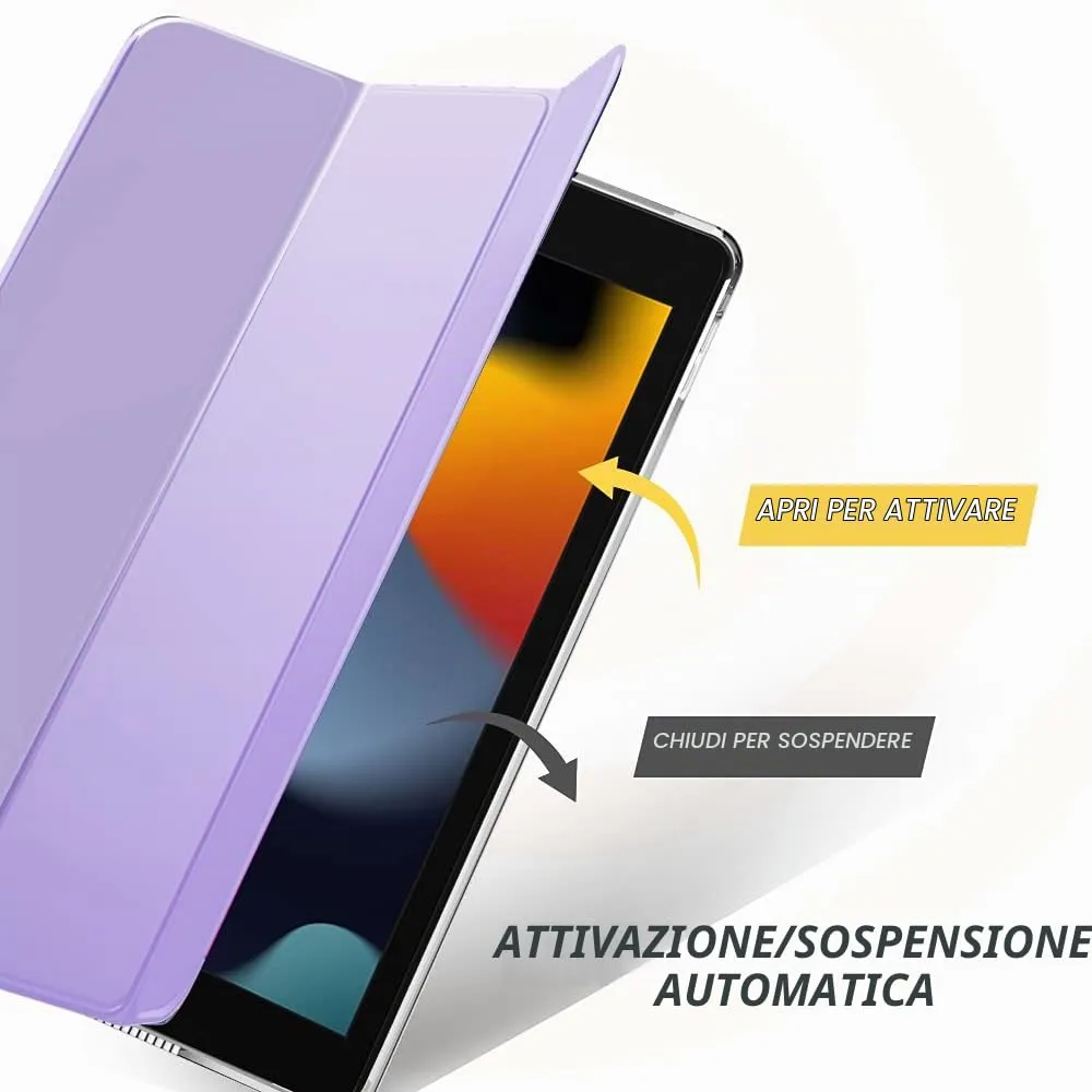 MoKo Custodia per iPad 10.2 (9a/8a/7a generazione 2019-2021), Sottile con Supporto e Protezione Posteriore Traslucida, Lilla Primaverile - immagine 5