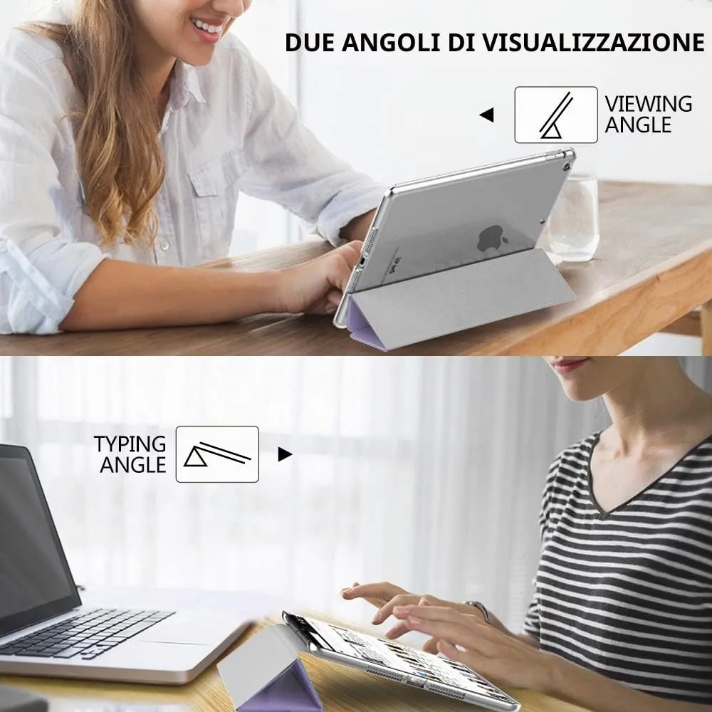 MoKo Custodia per iPad 10.2 (9a/8a/7a generazione 2019-2021), Sottile con Supporto e Protezione Posteriore Traslucida, Lilla Primaverile - immagine 6