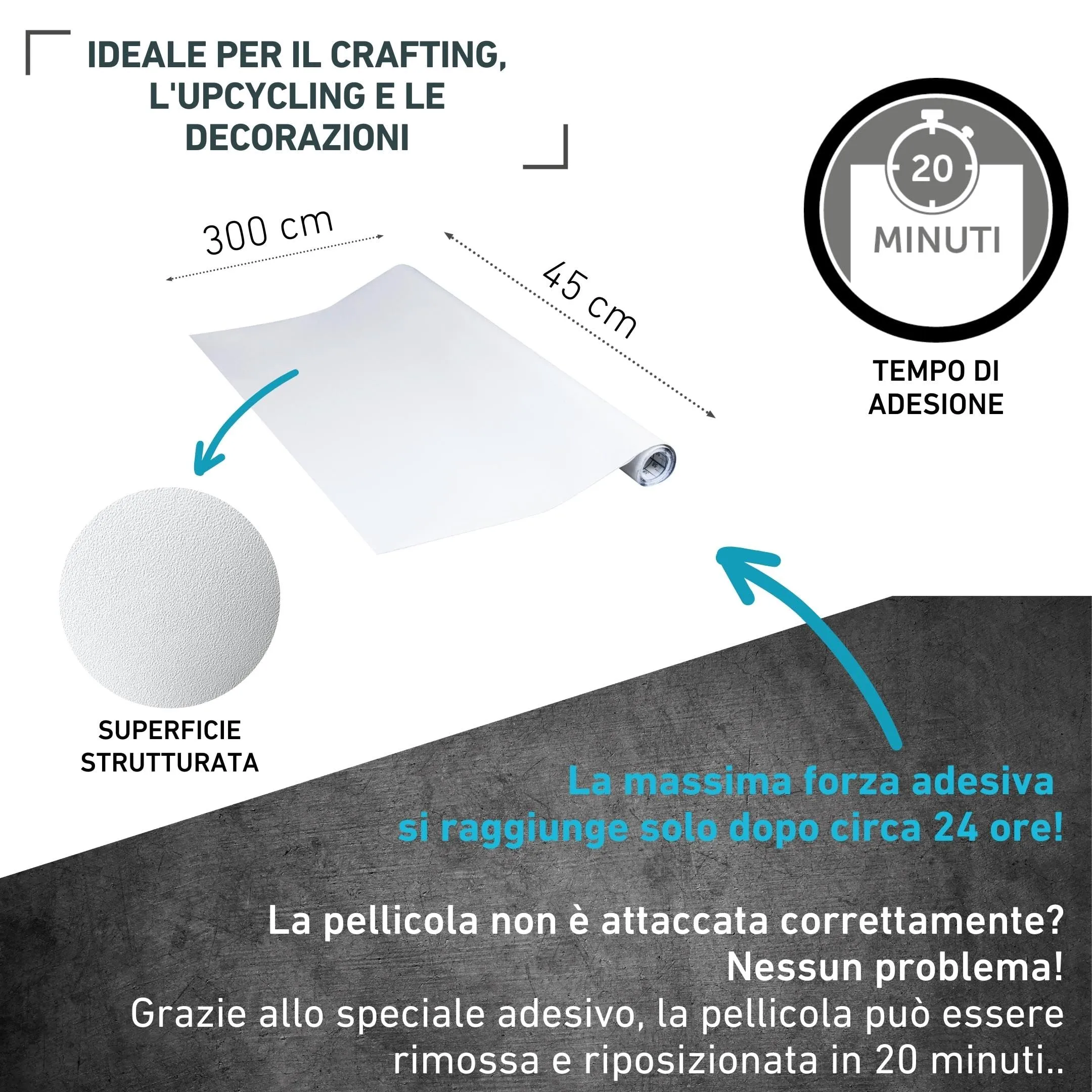 Venilia Pellicola Adesiva Bianco Opaco, 45 cm x 3 m - immagine 2