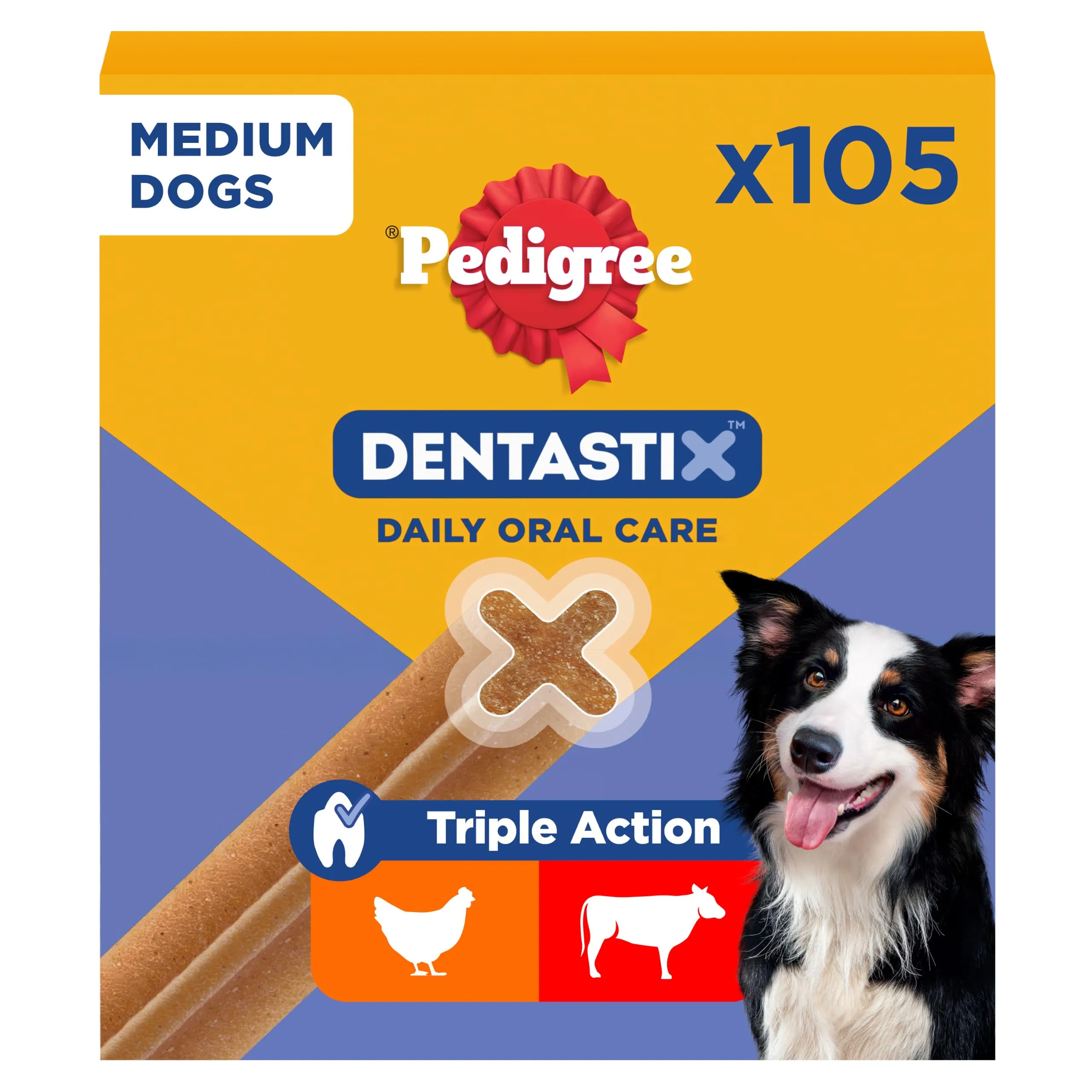 Pedigree Dentastix Snack per l'Igiene Orale, Cane Medio 10-25 kg, 180g, 105 Pezzi - immagine 1