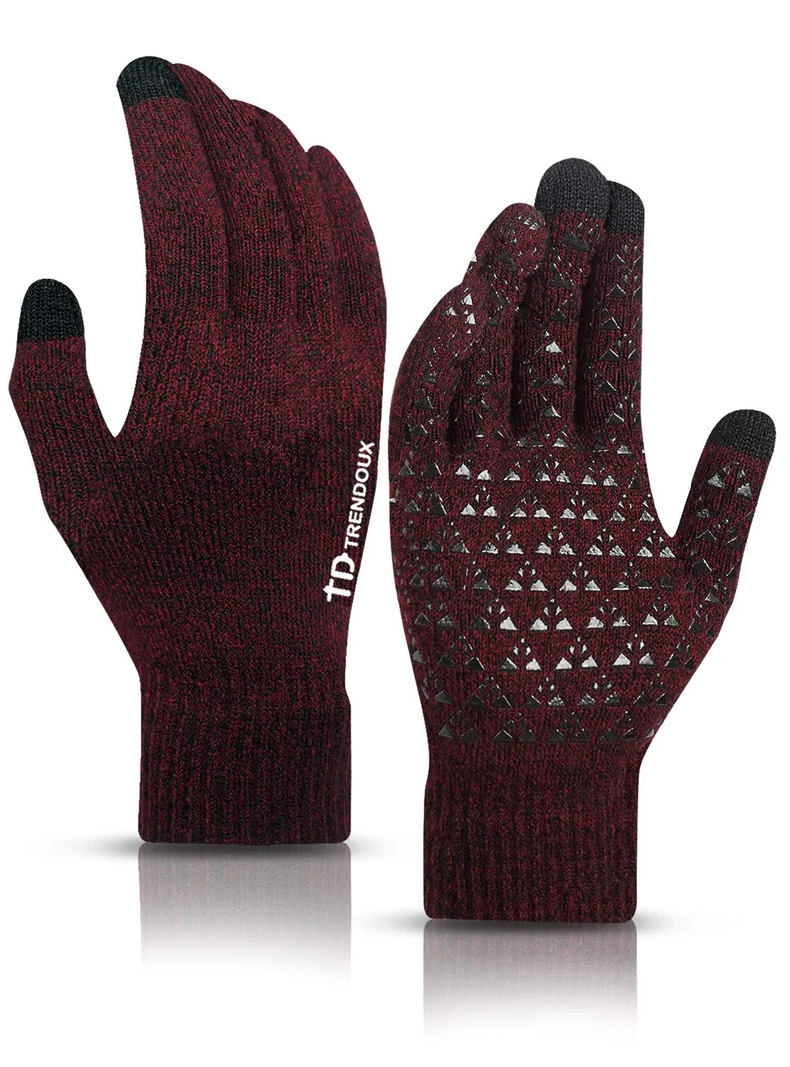 TRENDOUX Winter Touch Screen Gloves, Black Red, XL - immagine 1