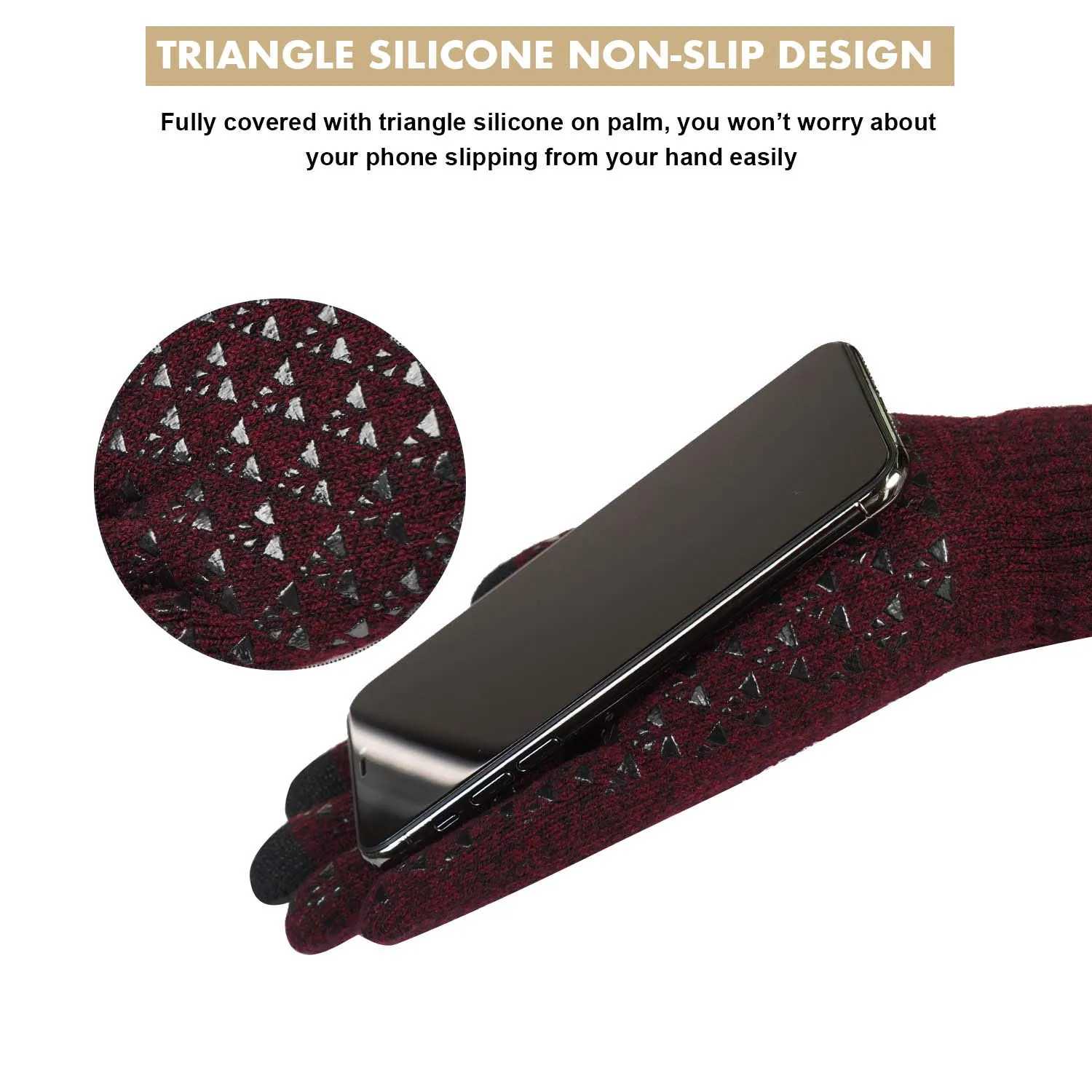 TRENDOUX Winter Touch Screen Gloves, Black Red, XL - immagine 4