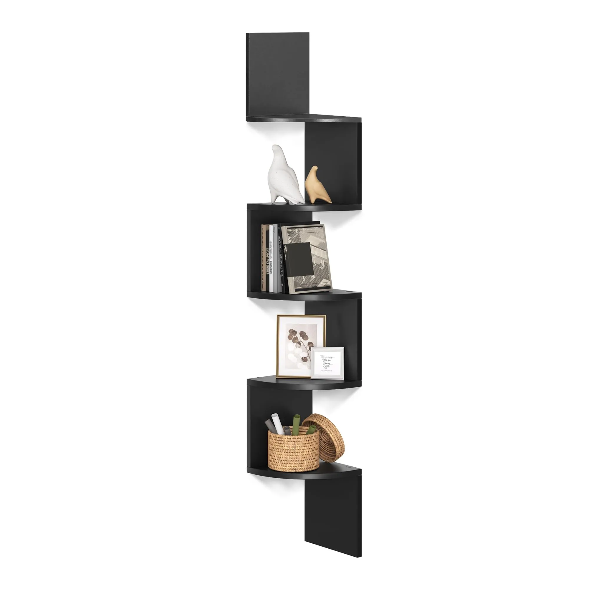 VASAGLE Libreria Angolare da Muro a 5 Ripiani, 126 x 20 cm, Nero Inchiostro LBC20BK - immagine 1