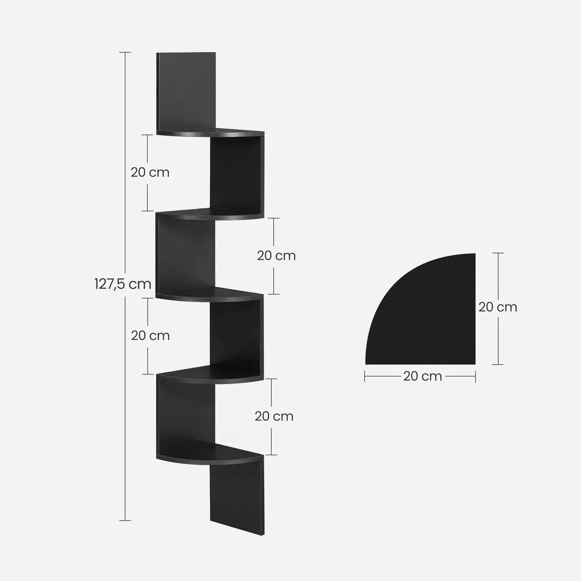 VASAGLE Libreria Angolare da Muro a 5 Ripiani, 126 x 20 cm, Nero Inchiostro LBC20BK - immagine 5