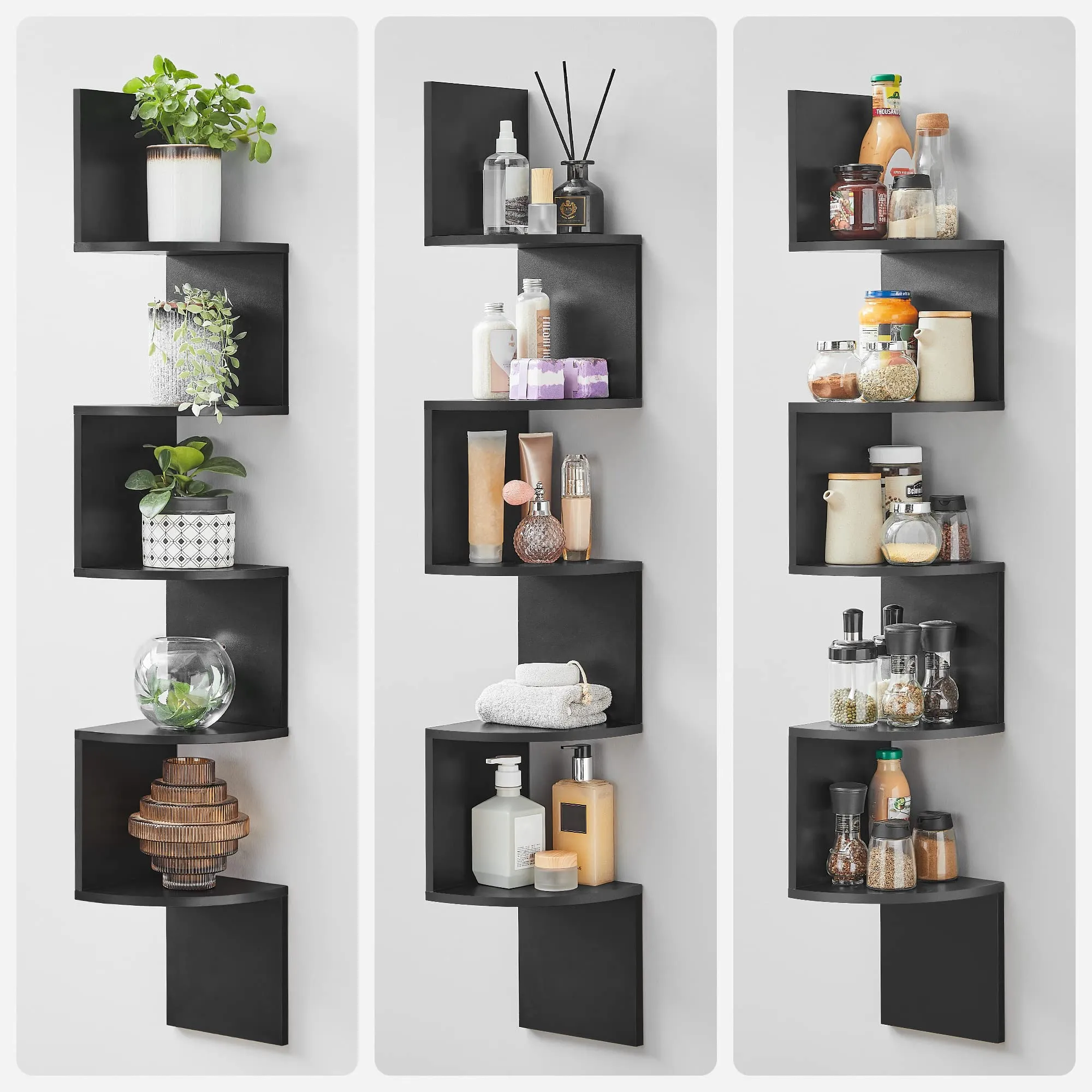 VASAGLE Libreria Angolare da Muro a 5 Ripiani, 126 x 20 cm, Nero Inchiostro LBC20BK - immagine 7