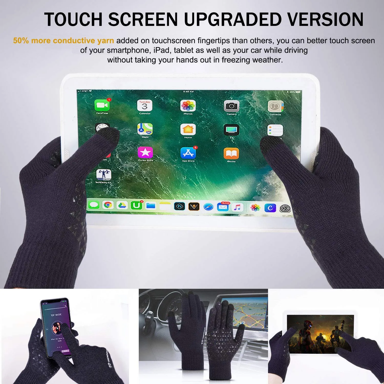 TRENDOUX Touch Screen Winter Gloves, Navy, L - immagine 2