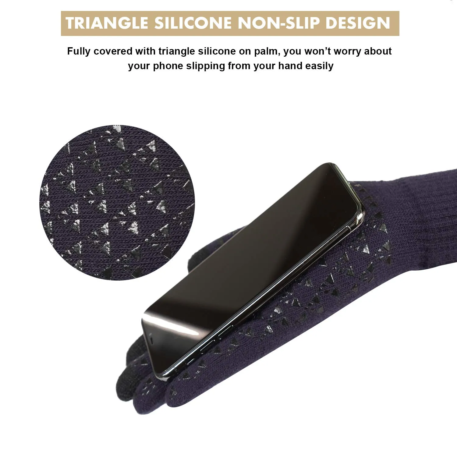 TRENDOUX Touch Screen Winter Gloves, Navy, L - immagine 4