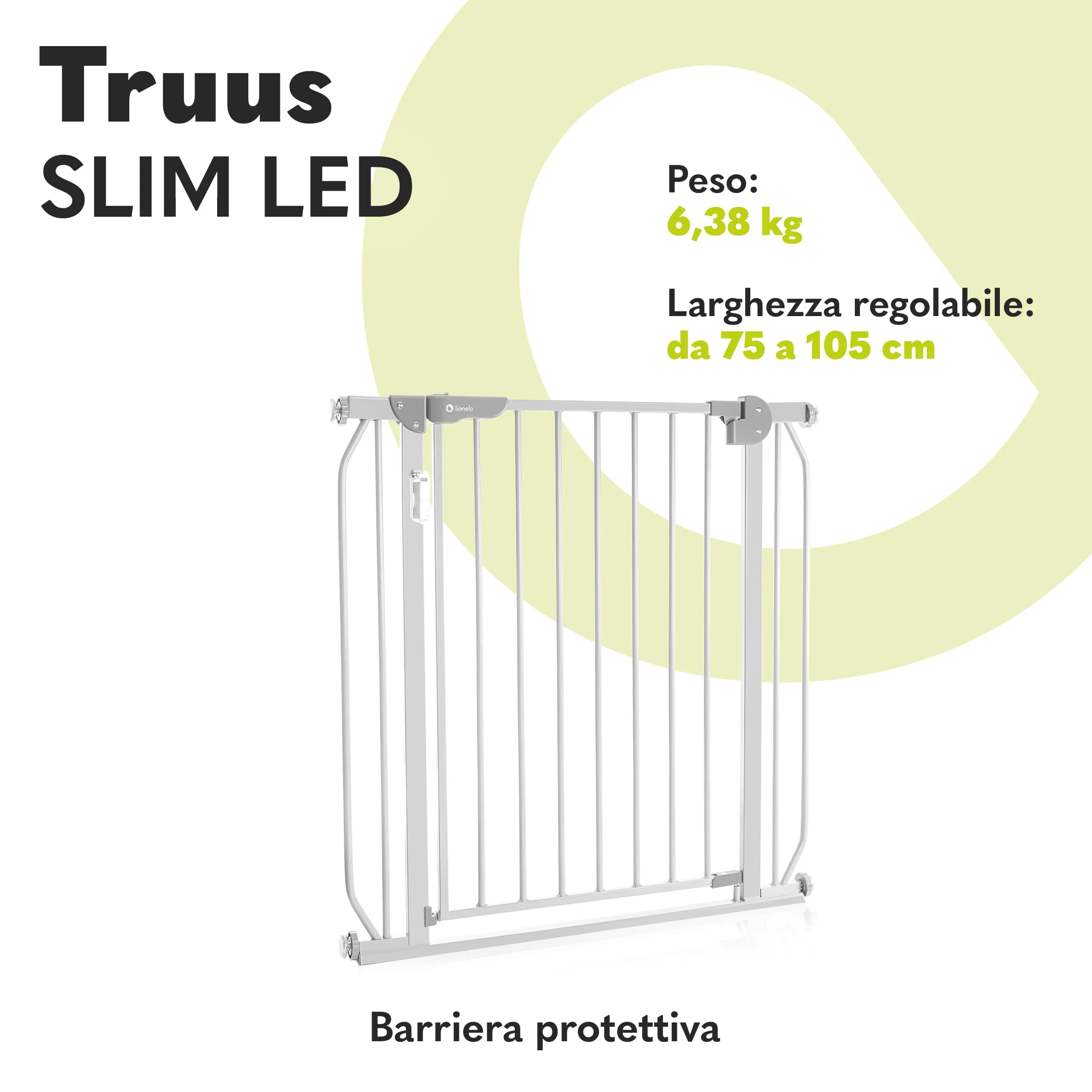 Lionelo Truus Slim LED Cancelletto di Sicurezza Regolabile 75-105 cm, Grigio - immagine 2