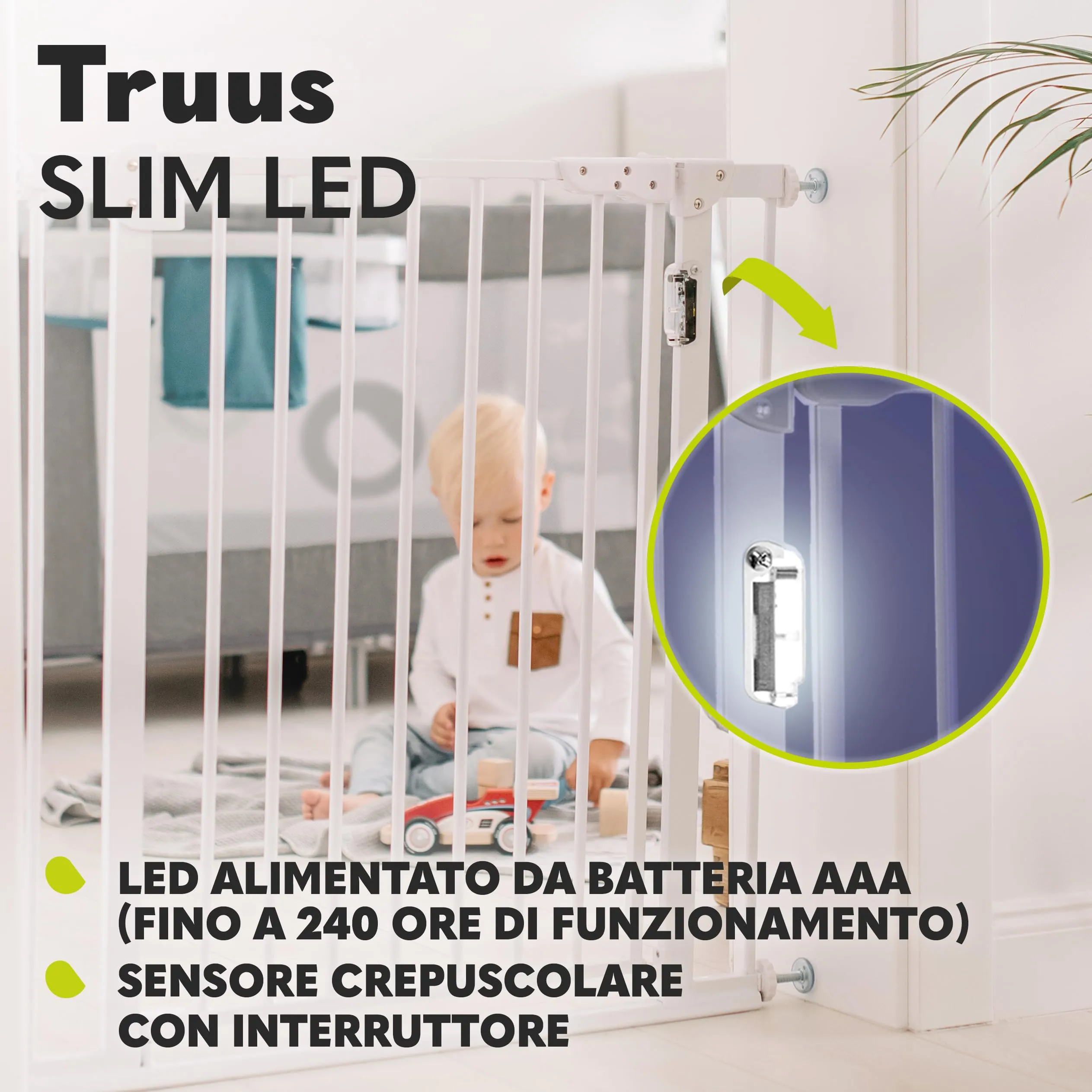 Lionelo Truus Slim LED Cancelletto di Sicurezza Regolabile 75-105 cm, Grigio - immagine 3