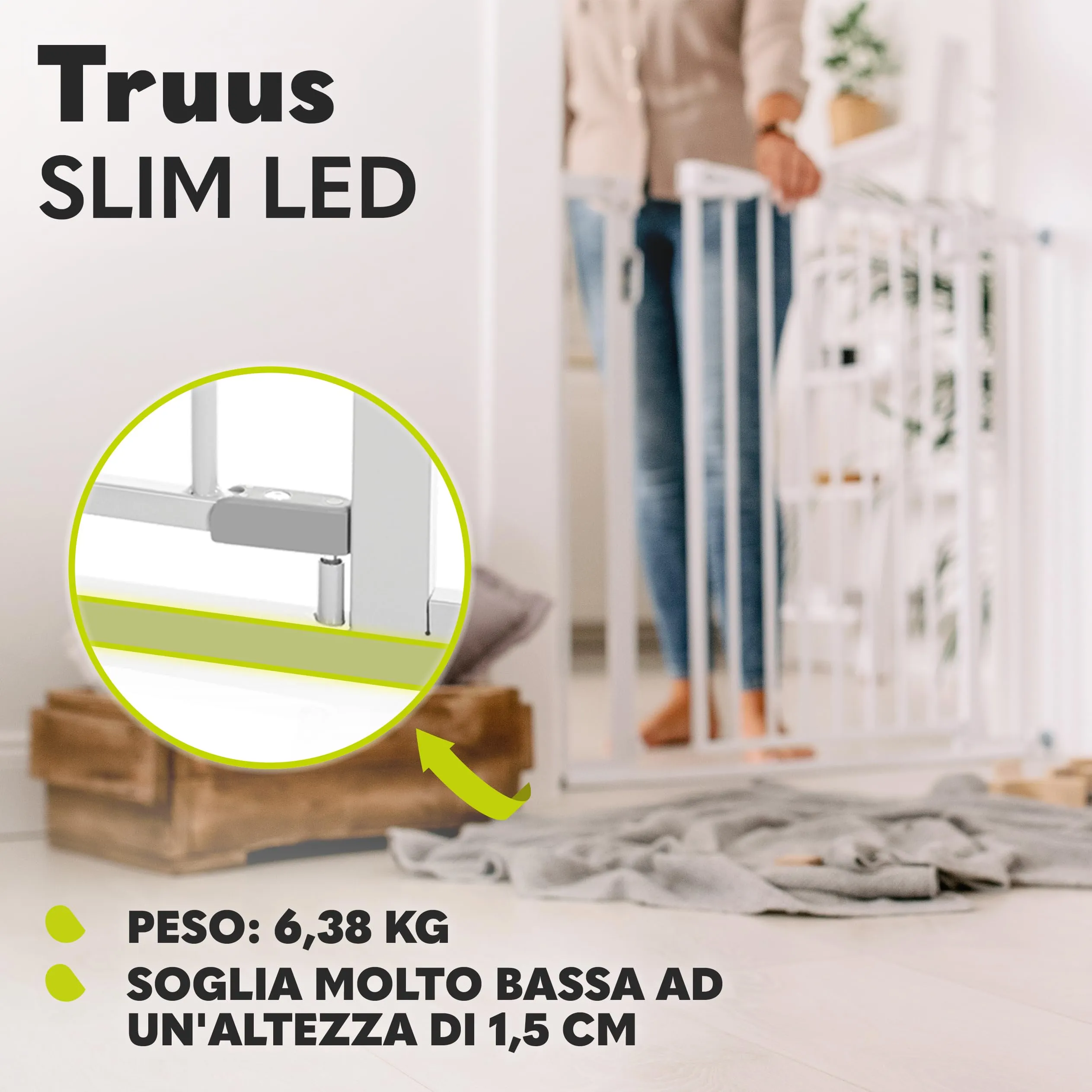 Lionelo Truus Slim LED Cancelletto di Sicurezza Regolabile 75-105 cm, Grigio - immagine 5