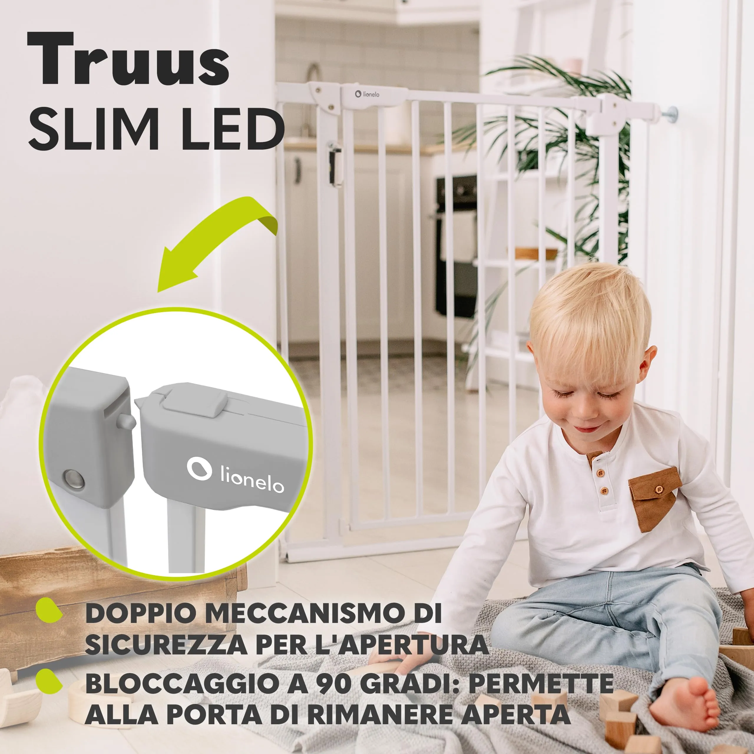 Lionelo Truus Slim LED Cancelletto di Sicurezza Regolabile 75-105 cm, Grigio - immagine 7