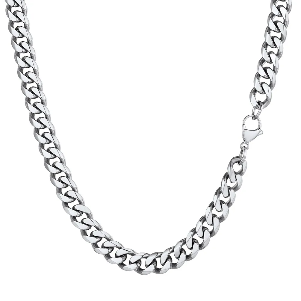 PROSTEEL Collana a Catena Cubana uomo, Acciaio Inossidabile, Argento, 9 mm x 55 cm - immagine 1