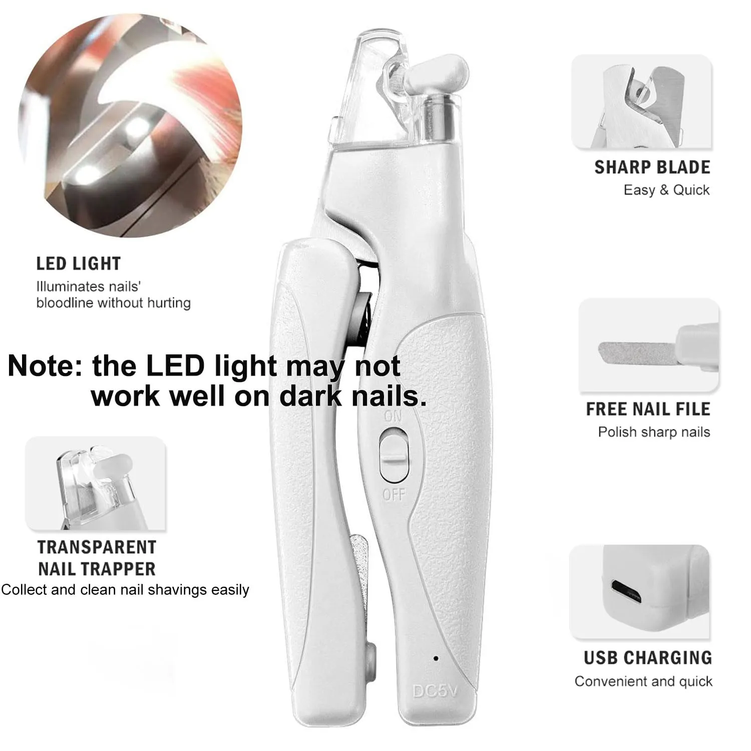 WWVVPET Tagliaunghie per Animali Domestici con Luce LED per Gatti e Cani - immagine 3