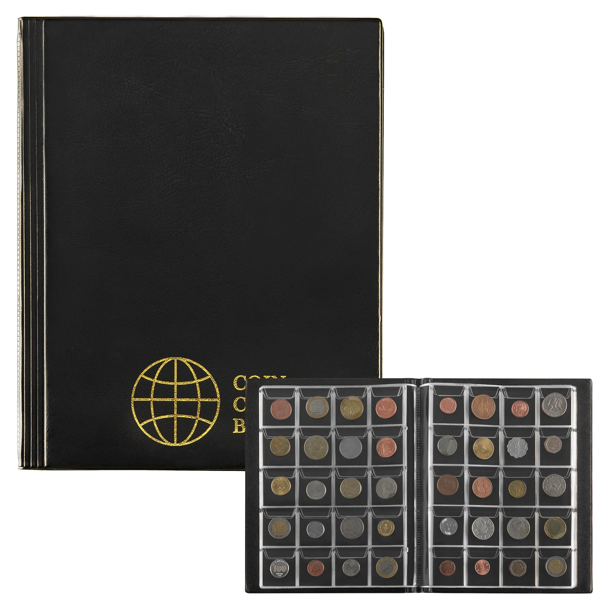 Uncle Paul Album per Monete, 200 Tasche, 10 Fogli, 45x45mm, Nero Classico - immagine 1