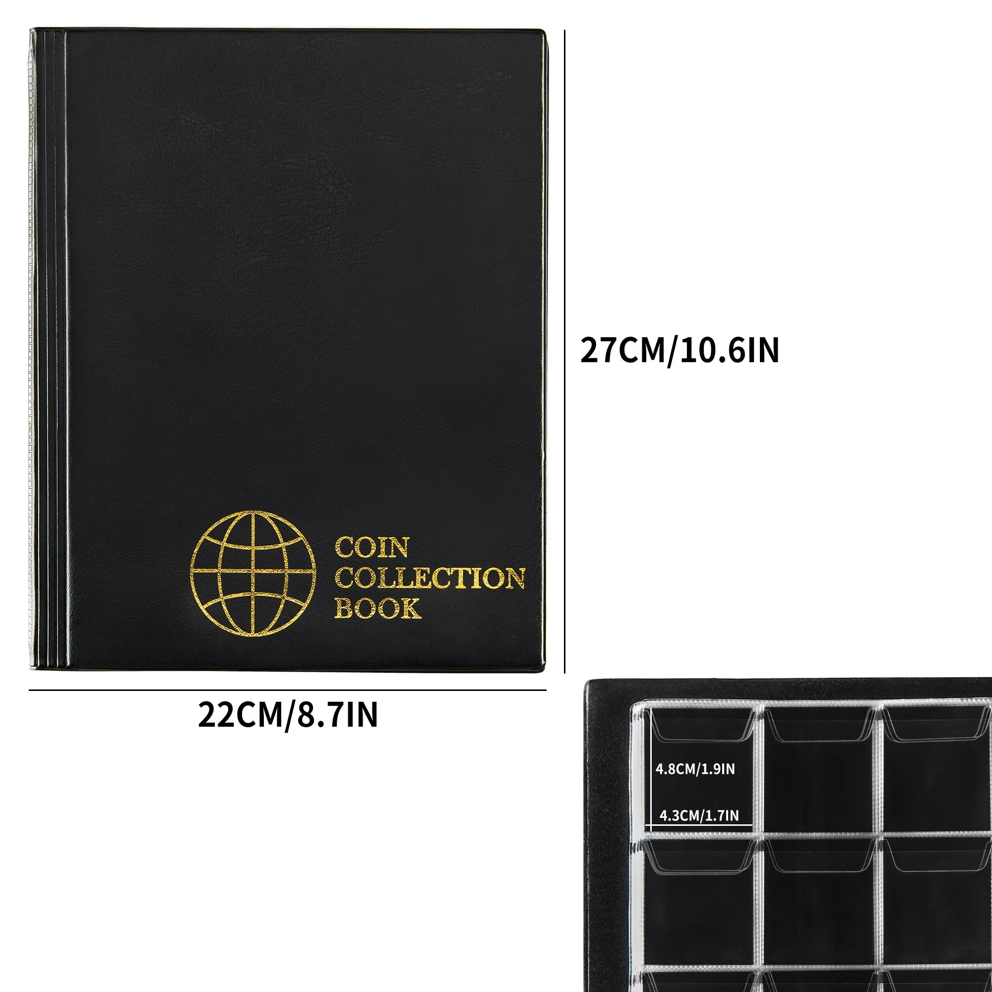 Uncle Paul Album per Monete, 200 Tasche, 10 Fogli, 45x45mm, Nero Classico - immagine 2