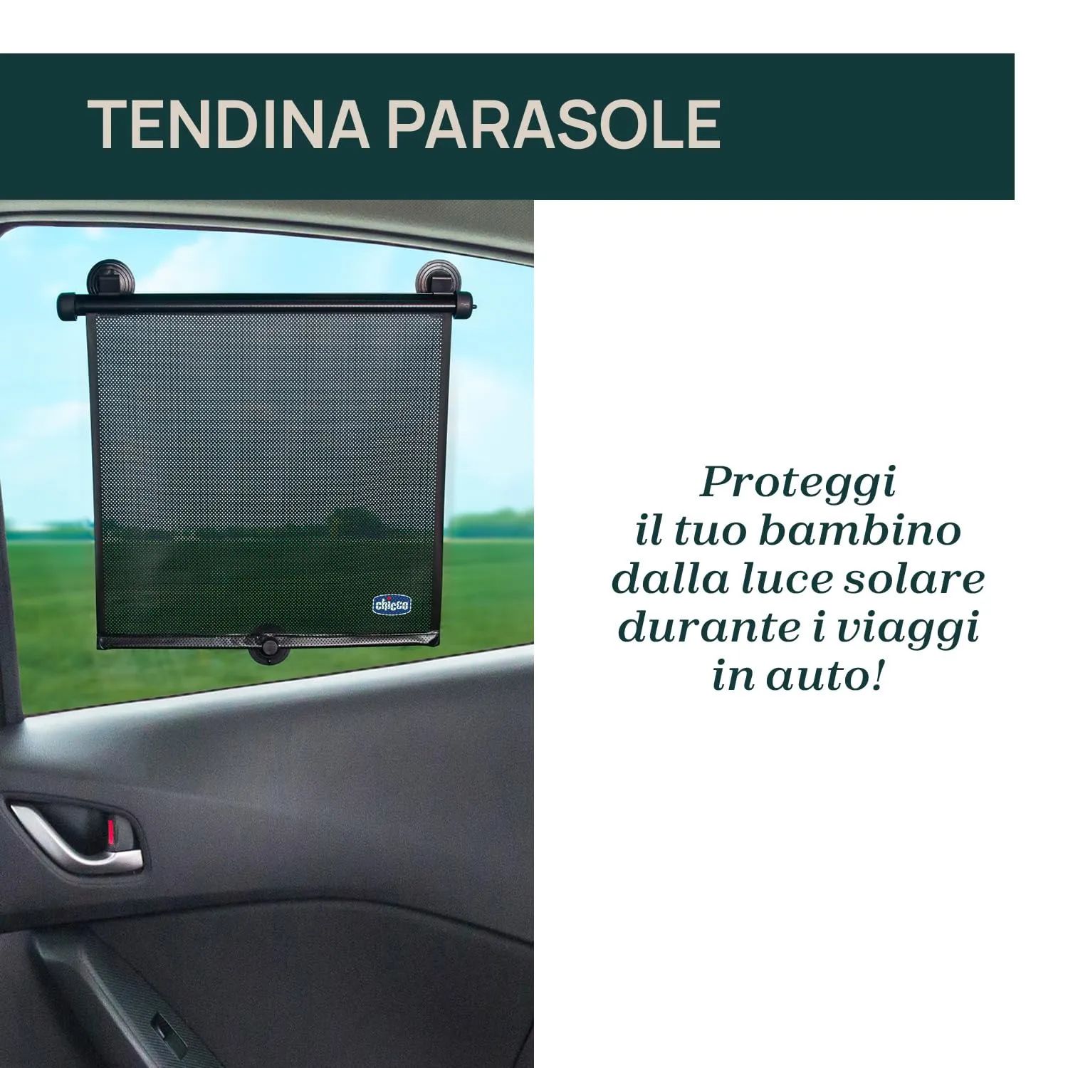 Chicco Tendina Parasole Auto Universale con Clip, Nero, 10.5x4x45.5 cm - immagine 2