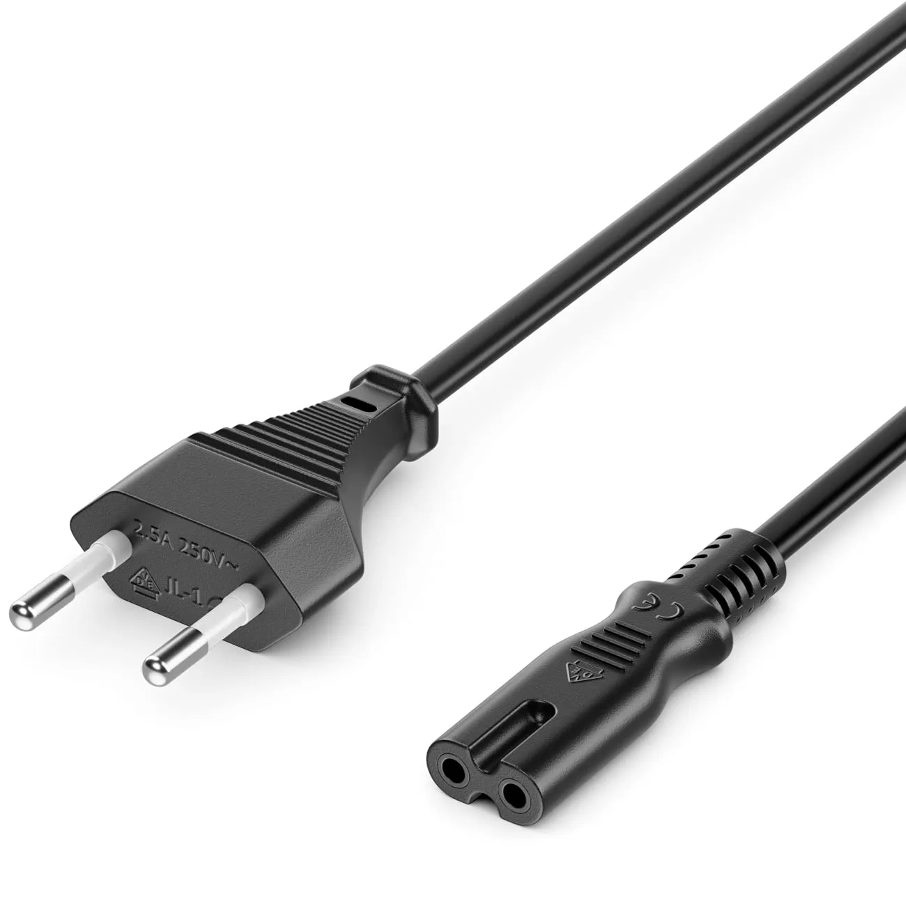 deleyCON Cavo di Alimentazione 1m Spina Europlug a Presa C7 - Nero - immagine 1